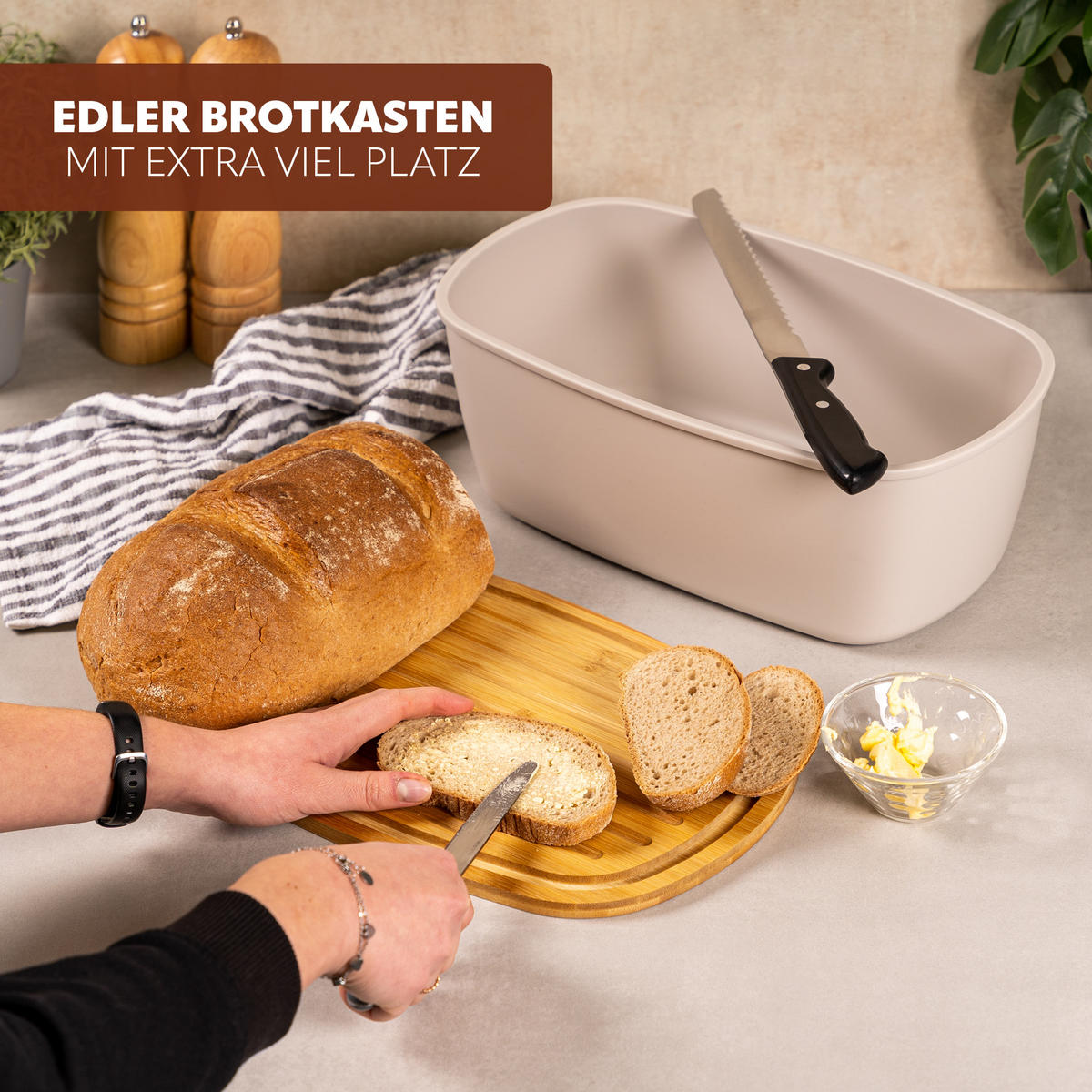 BROTKASTEN, grau - Grau, Kunststoff (22.5/13.5/37cm) - bremermann
