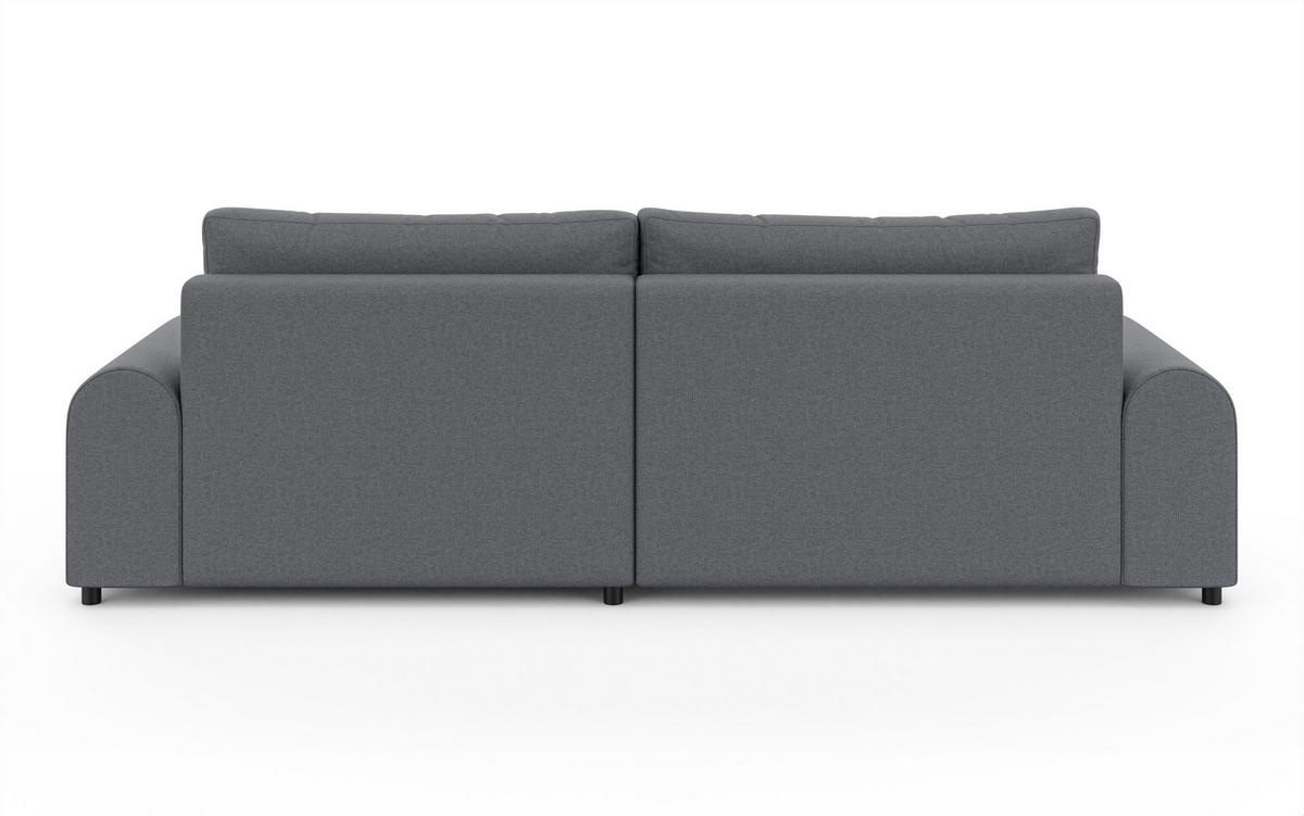 ECKSOFA mit Schlaffunktion, Bettkasten, extrabreite Ottomane rechts, abgerundete Armlehnen, B240/T145/H81 cm, Strukturstoff Dunkelgrau / 21033 - Dunkelgrau/Schwarz, Kunststoff/Textil (240/145cm) - luma-home