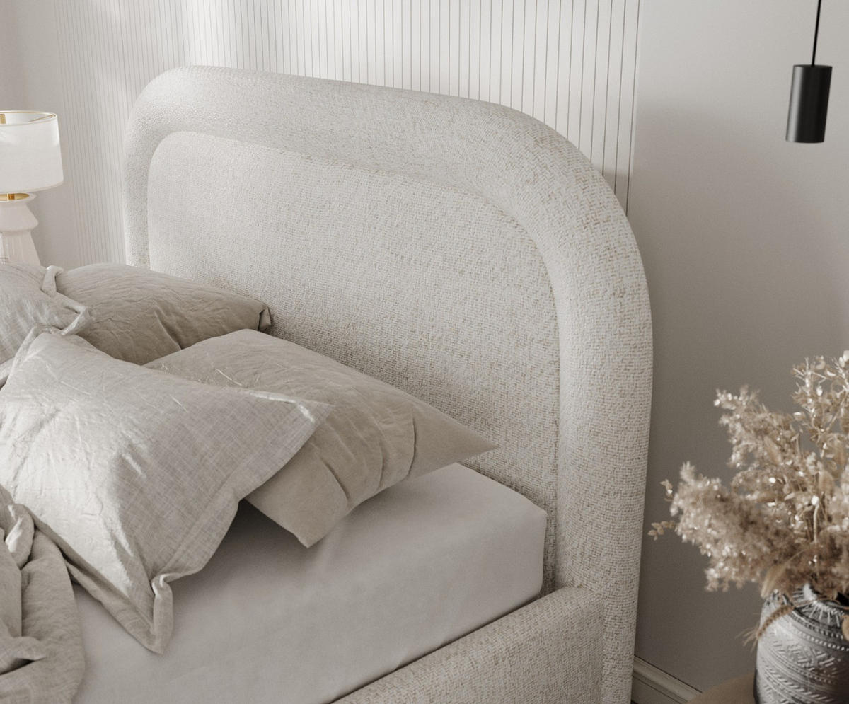POLSTERBETT Zoya 140/200 cm Creme im Neve Stoff - Creme/Naturfarben, Holz/Holzwerkstoff (140/200cm) - AltaBeds