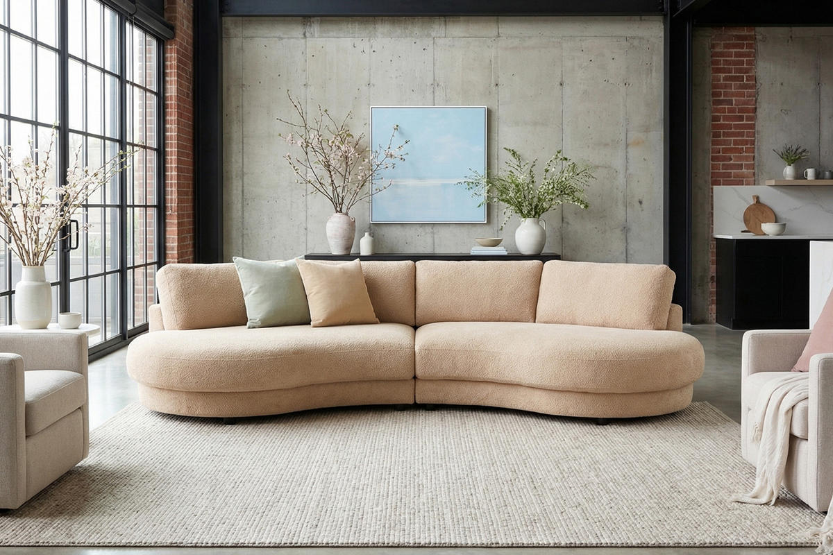 BIG SOFA PADANA Cremeweiß Flachgewebe - Creme/Schwarz, Kunststoff/Textil (410/86/166cm) - KAWOLA