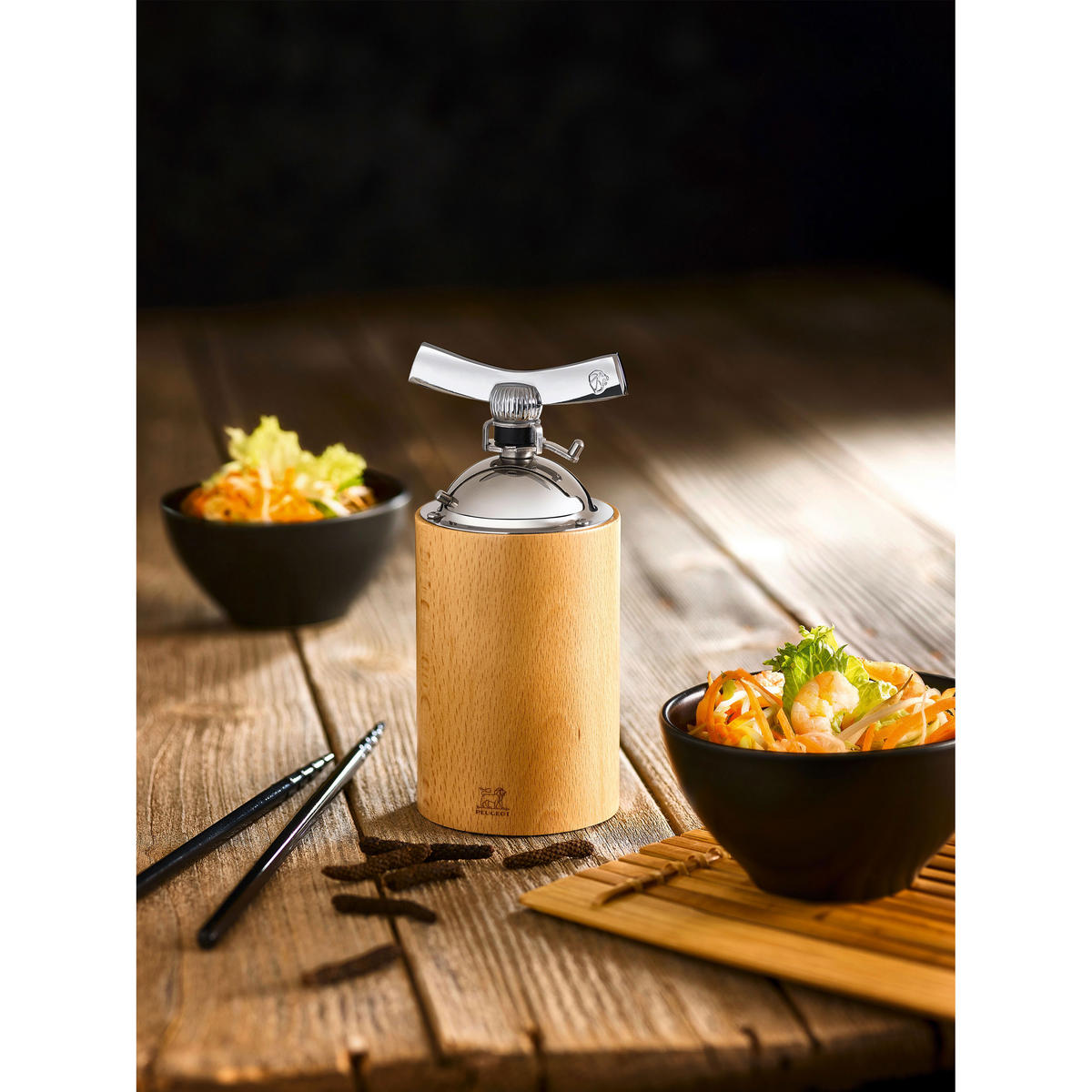 PFEFFERMÜHLE Isen 16cm für Langpfeffer Buchenholz Natur Stahlmahlwerk - Braun, Holz (7.7/16/7.7cm) - PEUGEOT