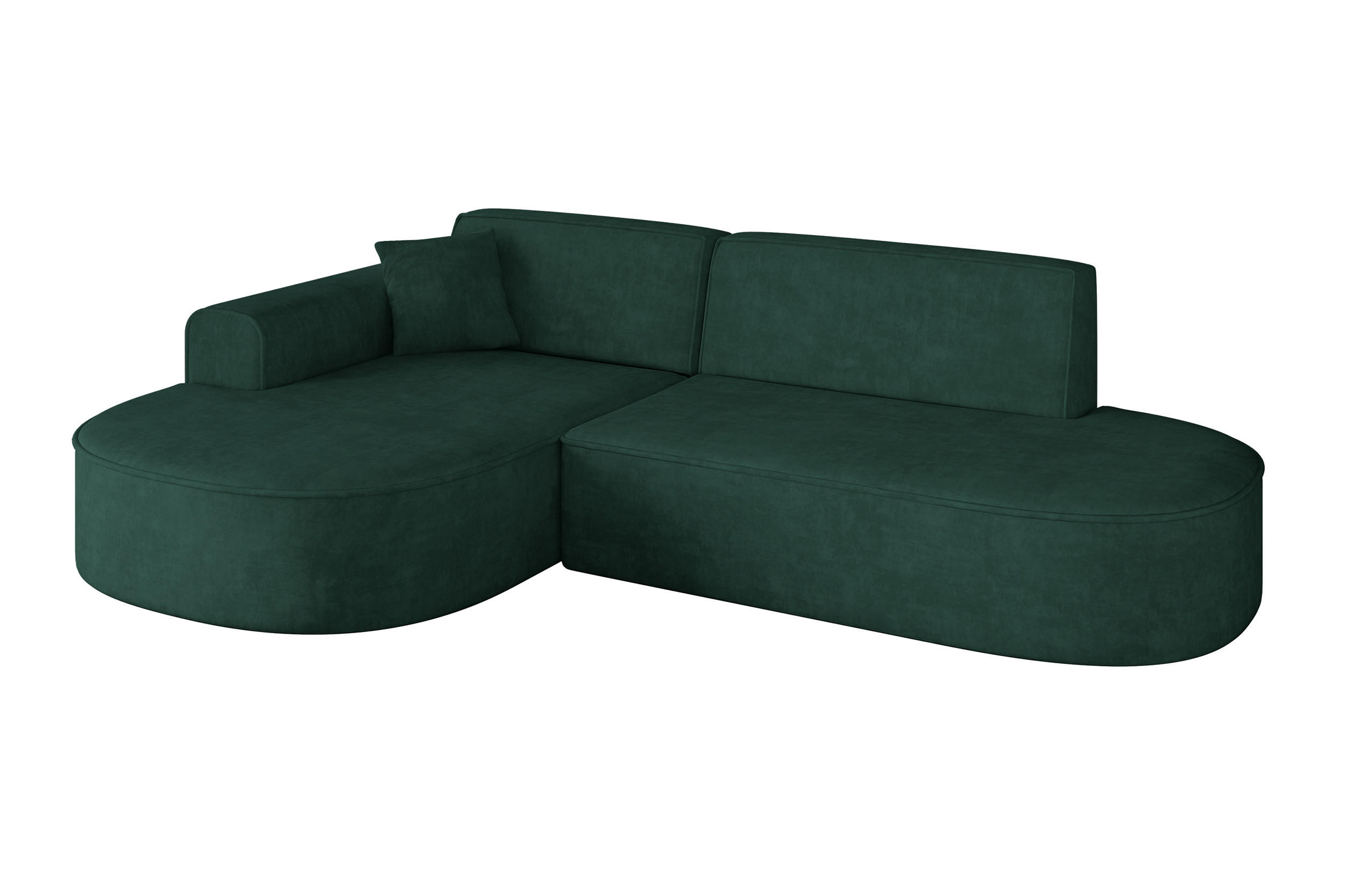 ECKSOFA Ottomane Links MARI-L1 - 243x171x79 cm Grün Velours - Schwarz/Grün, Holzwerkstoff/Kunststoff (243/171cm) - ALTDECOR