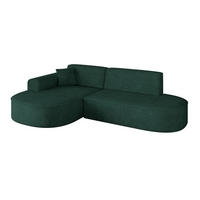 ECKSOFA Ottomane Links MARI-L1 - 243x171x79 cm Grün Velours - Schwarz/Grün, Holzwerkstoff/Kunststoff (243/171cm) - ALTDECOR
