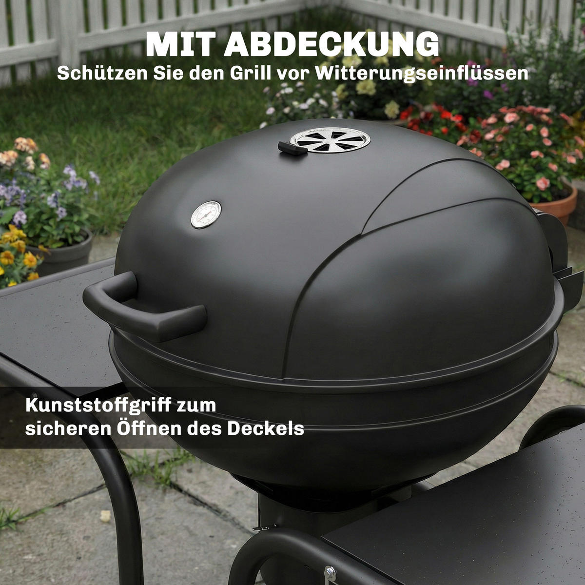 HOLZKOHLEGRILL DE-10247 Schwarz - Schwarz, Metall (63.5/106.5/129cm) - ComfortXL