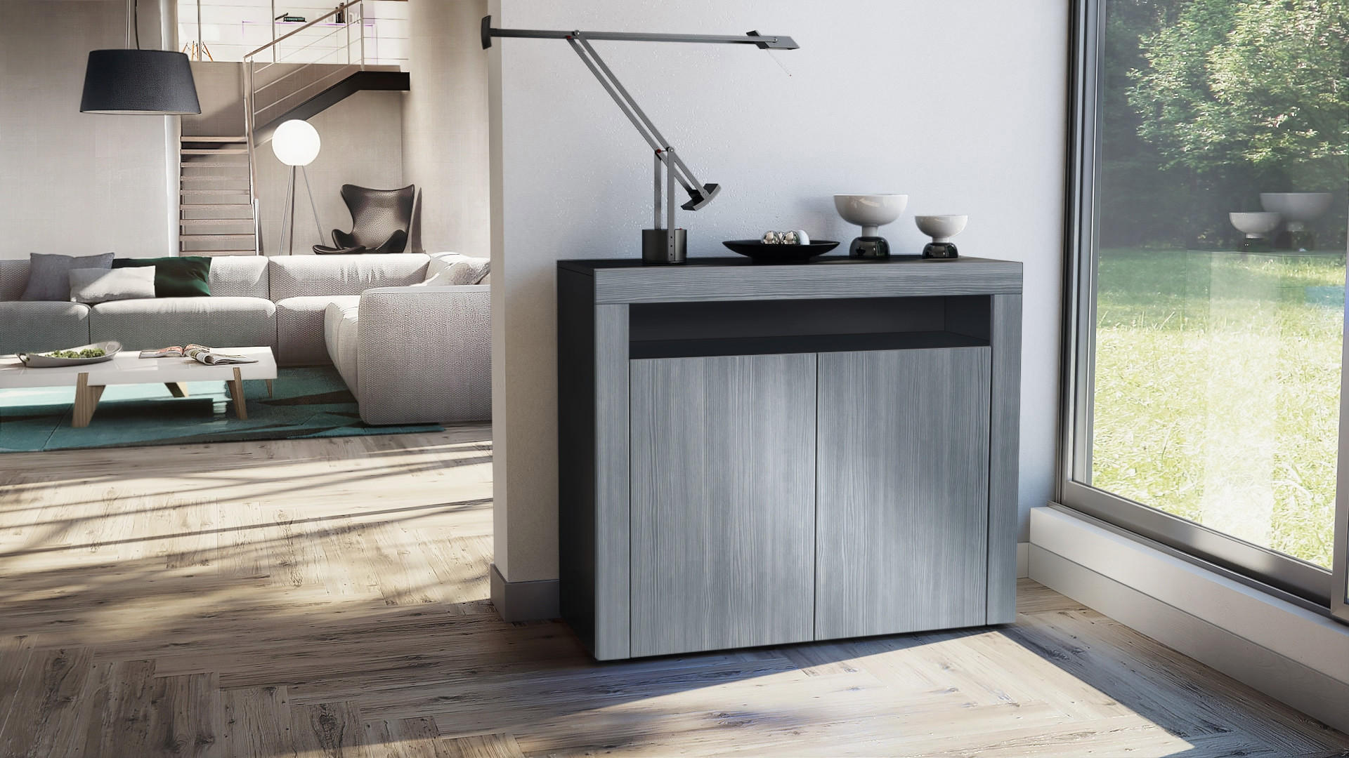 KOMMODE Valencia Avola-Anthrazit / Avola-Anthrazit - Anthrazit, Holzwerkstoff (108/92/40cm) - Vladon