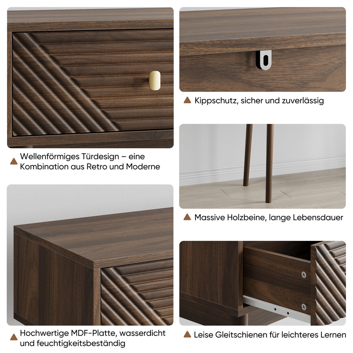 SCHMINKTISCH mit 2 Schubladen in Walnussoptik - Braun, Holzwerkstoff (35/100/80cm) - Urban Meuble