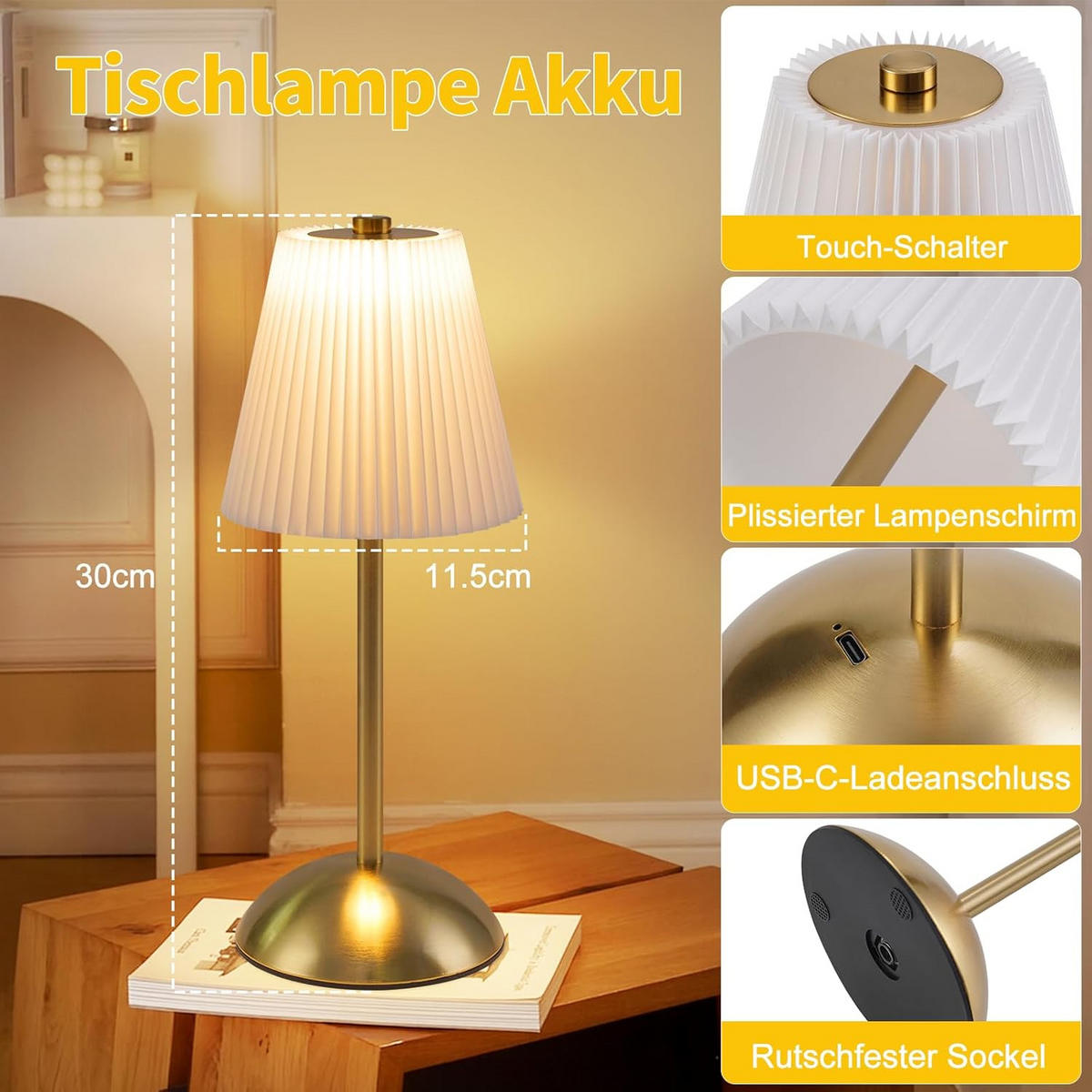 LED stolní lampa BREMEN III 12/12/30 cm (sada 2 ks) - bílá, kov (12/12/30cm) - Nettlife