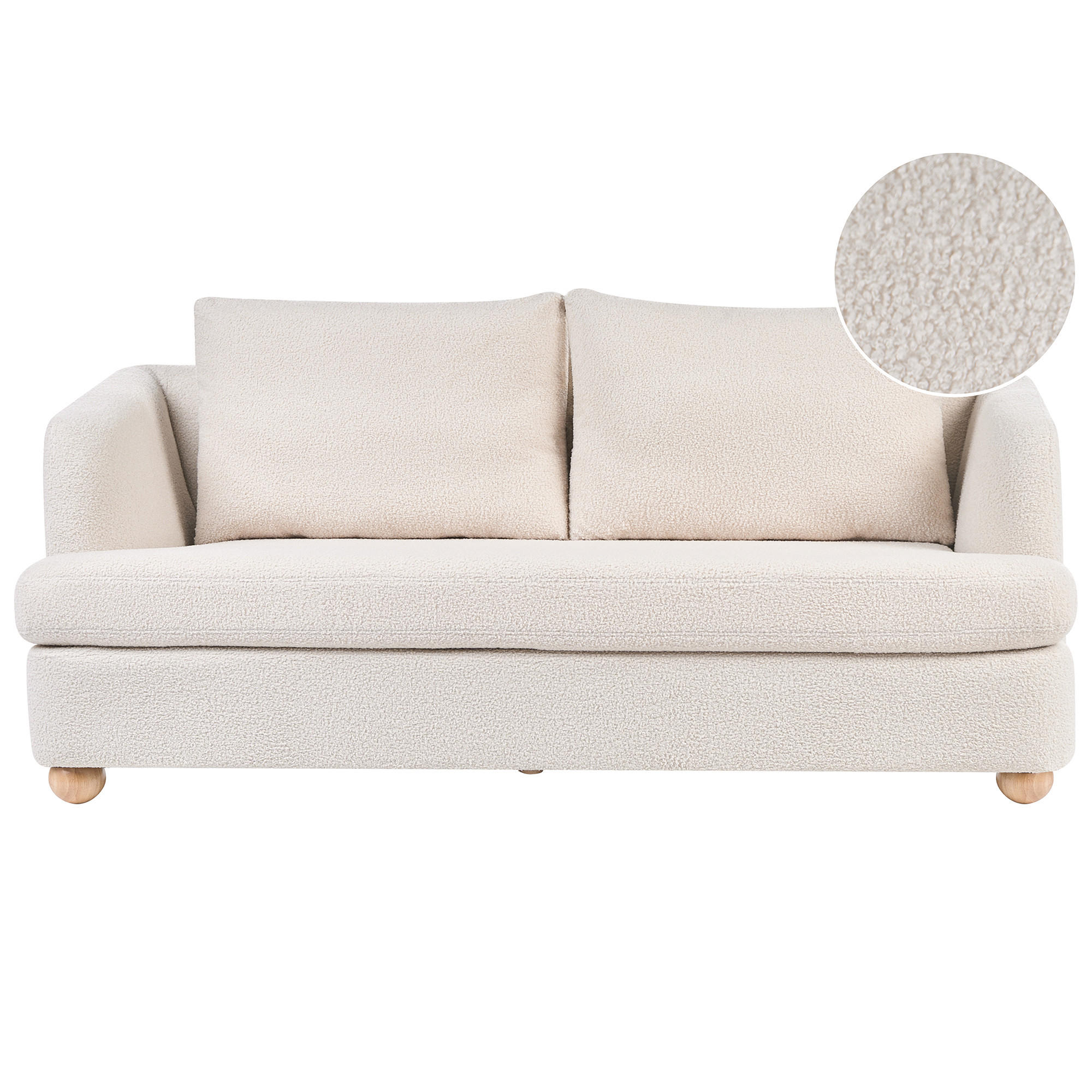 3-SITZER-SOFA Bouclé Cremeweiß Rattvik - Hellbraun, Textil (198/86/82cm) - Beliani