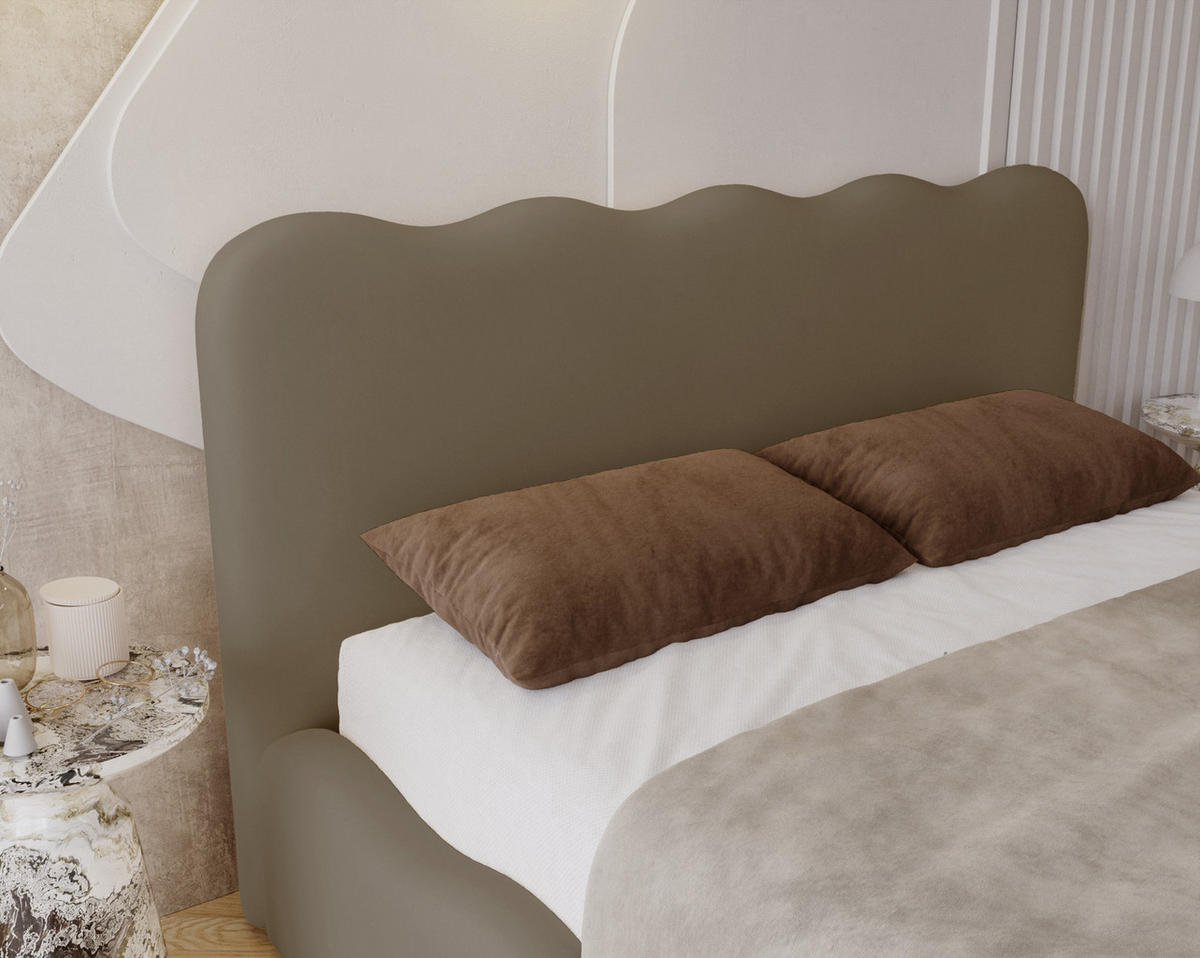 POLSTERBETT 160x200 Wave, Bettkasten, Samtstoff, Braun - Braun, Holz/Textil (160/200cm) - Emporius