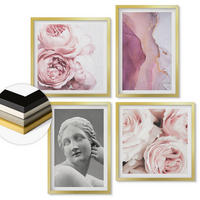 WANDBILDER 4er Set - 50x50 cm & 40x60 cm Goldrahmen - Pfingstrosenskulptur einer Frau - Goldfarben, Kunststoff (50/50cm) - ArtPrintCave