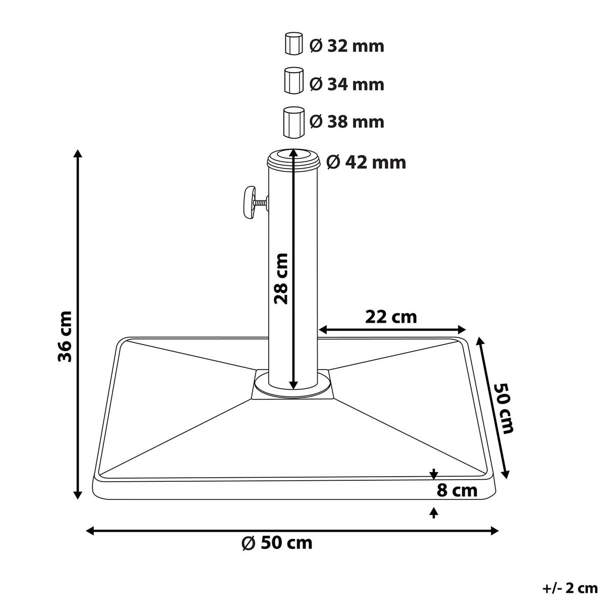 SONNENSCHIRMSTÄNDER schwarz 50/50 cm Cervo - Schwarz, Stein (50/50cm) - Beliani