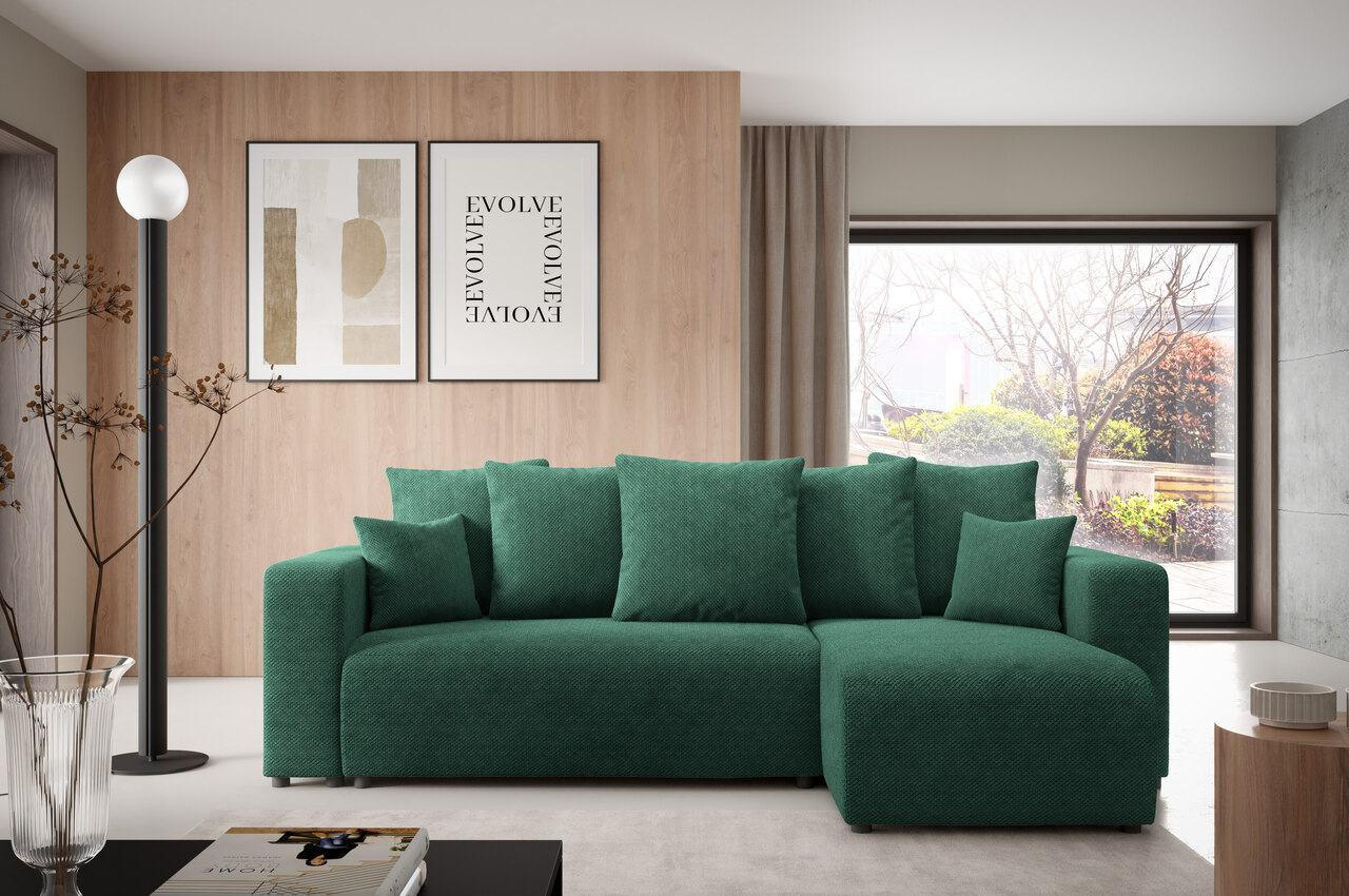 ECKSOFA mit Schlaffunktion Grün - Grün, Textil (247/145cm) - Furnisell
