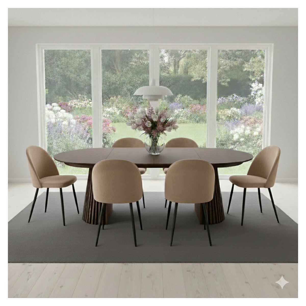 TISCHGRUPPE Beige - Eichefarben/Beige, Holzwerkstoff/Textil (120/75/120cm) - ebuy24