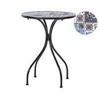 GARTENTISCH Keramik Schwarz Civita - Blau/Schwarz, Metall (60/60/75cm) - Beliani