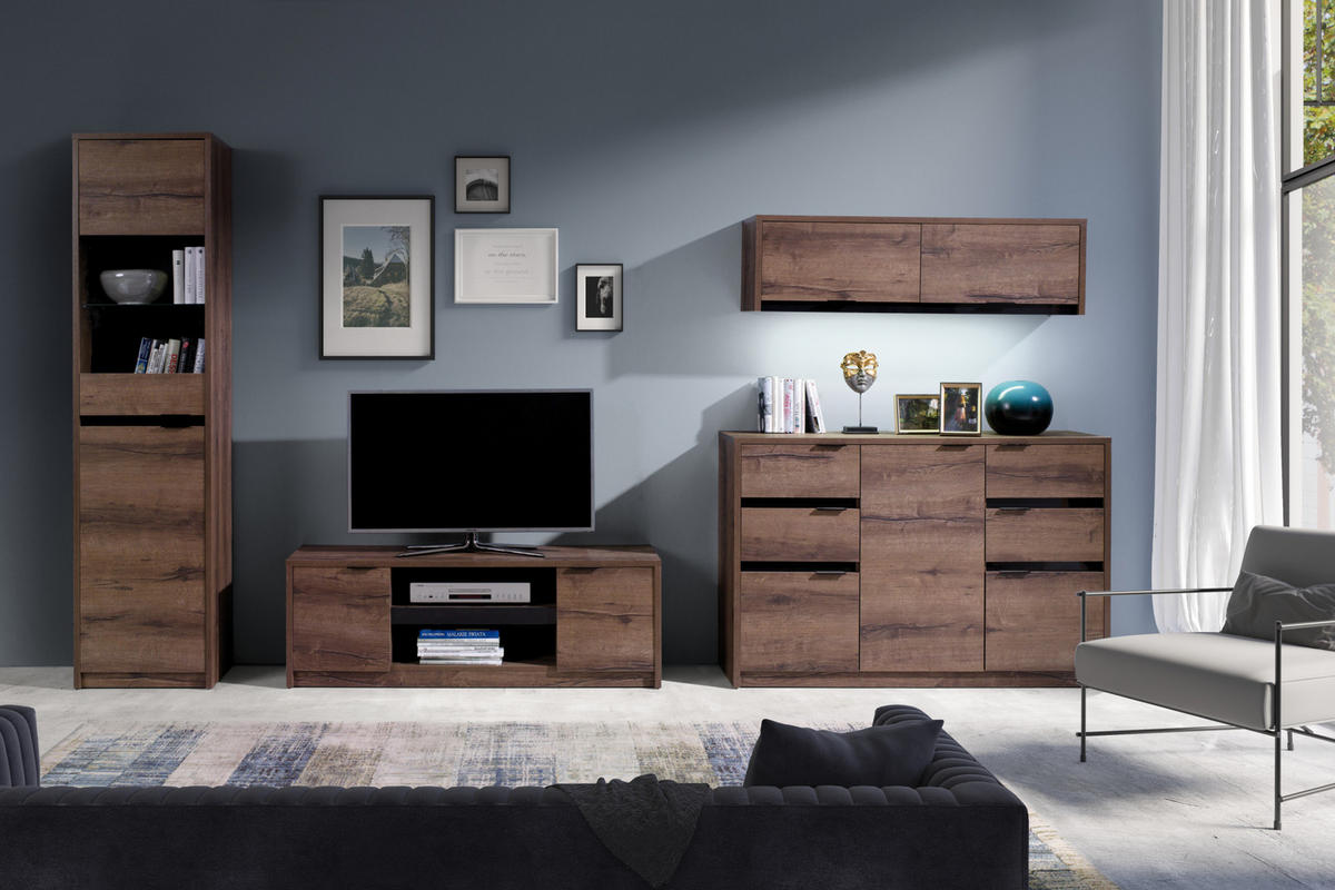 KOMBIKOMMODE MERO mit Türen und Schubladen, braun - Dunkelbraun, Holzwerkstoff (135/90/40cm) - KONSIMO®