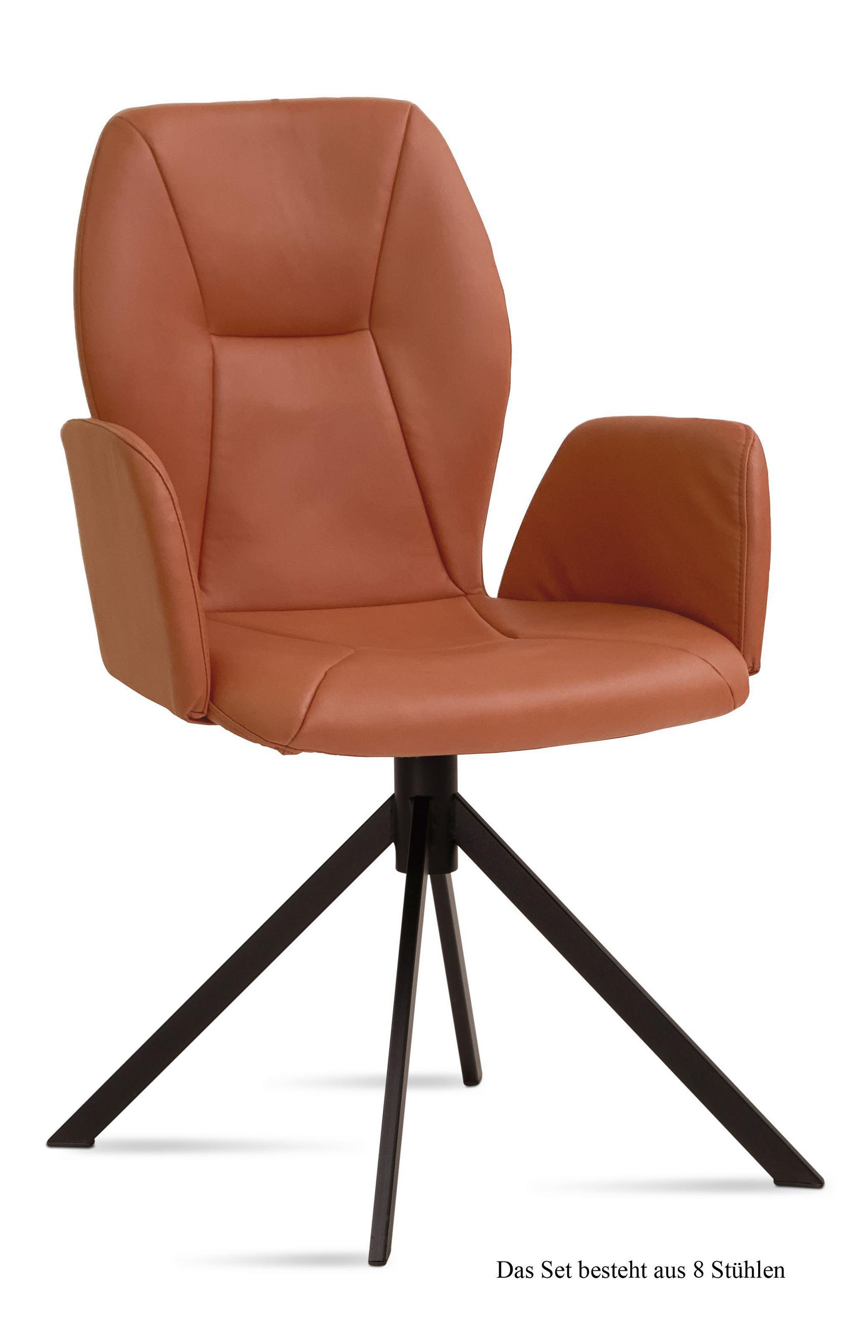 ARMLEHNSTUHL (8er-Set) Davita 58x92x60 Schwarz/Cognac - Cognac/Schwarz, Kunststoff (60/92/58cm) - 58aufmkessel