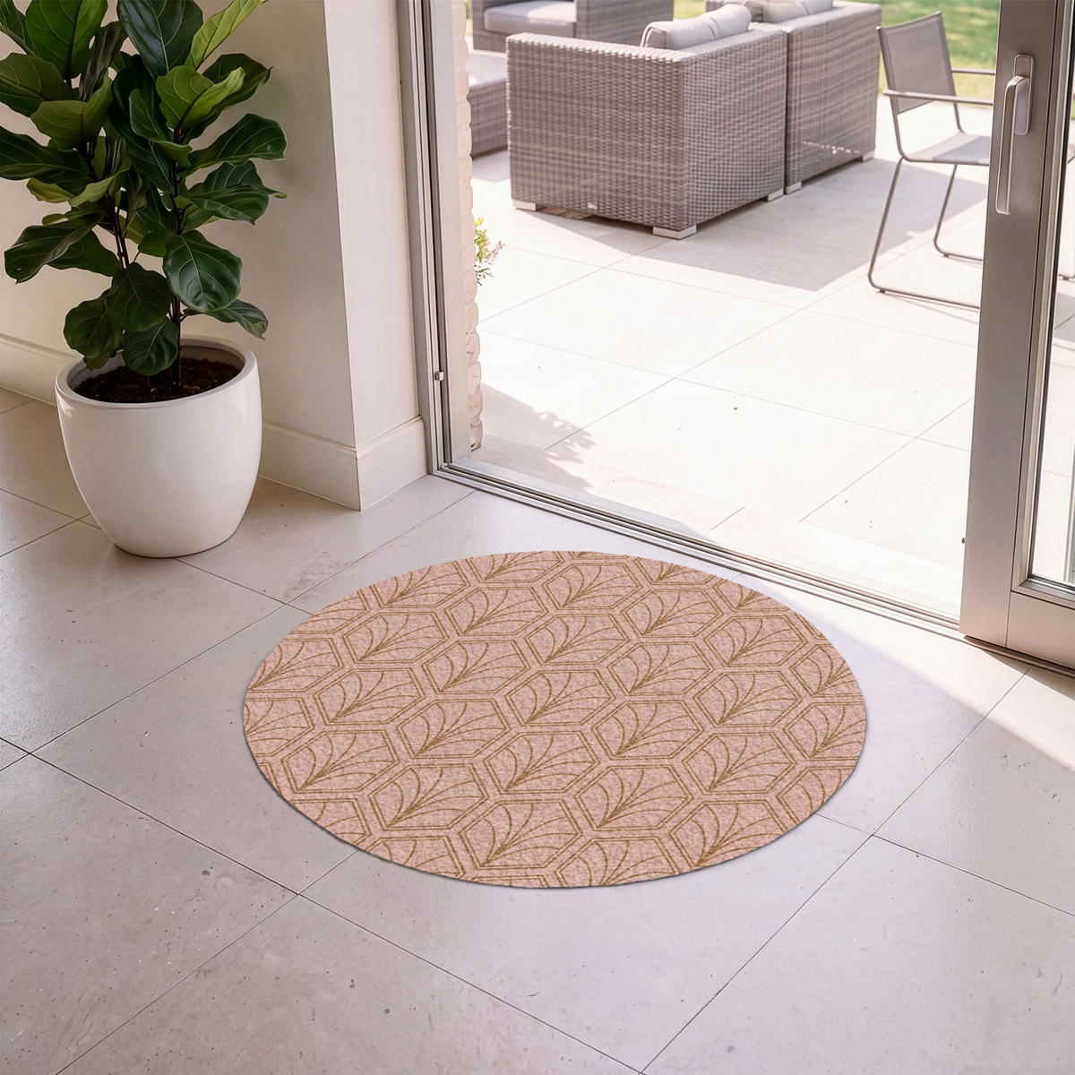 ROHOŽKA Lososově růžová - Vzor - Geometrický 90x90 cm - starorůžová, textil/umělá hmota (90/0.4cm) - MuchoWow