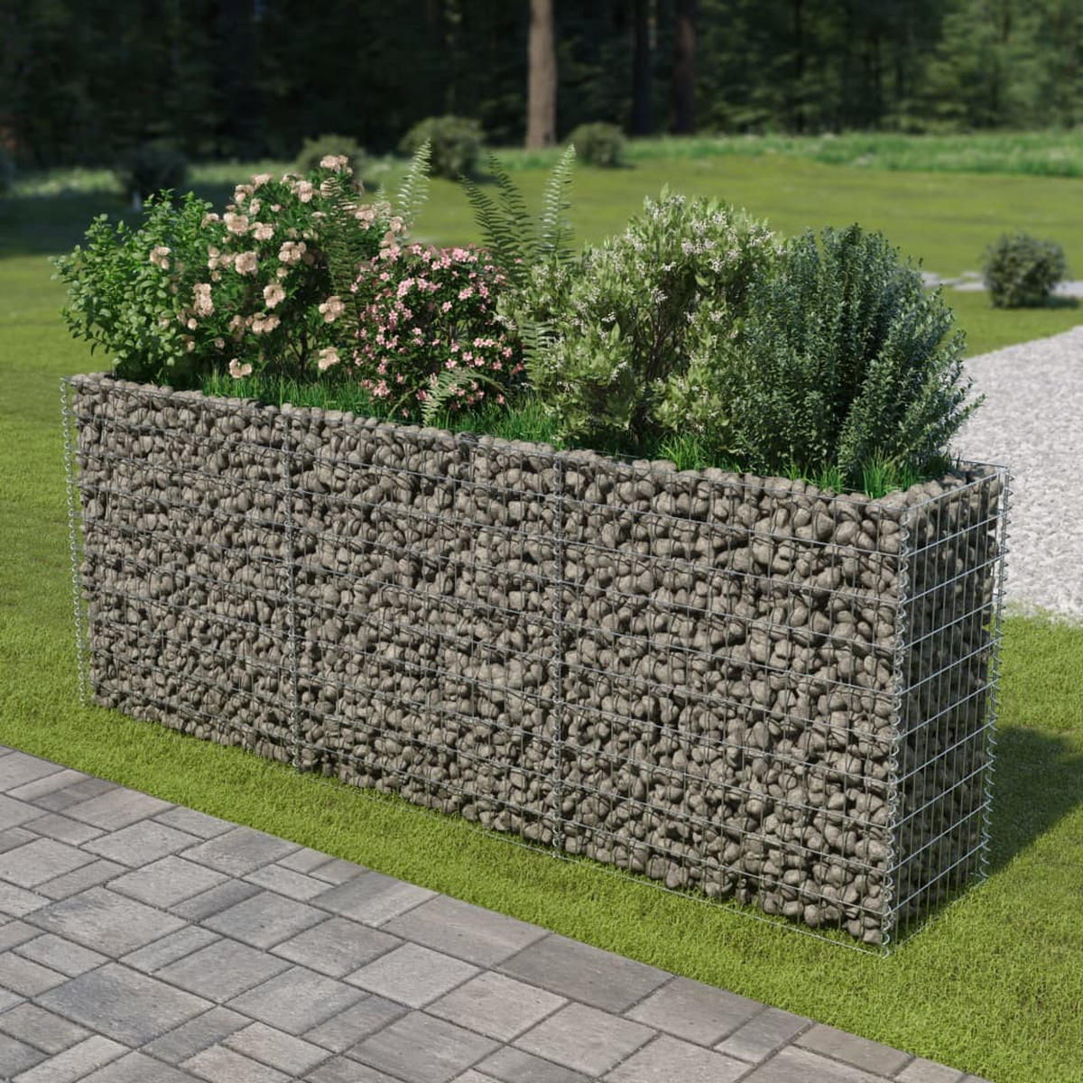 GABIONEN Hochbeet ROON aus Stahl | 270x50x100cm | Steinkorb Gabionengitter - Silberfarben, Metall (270/100/50cm) - DELUKE