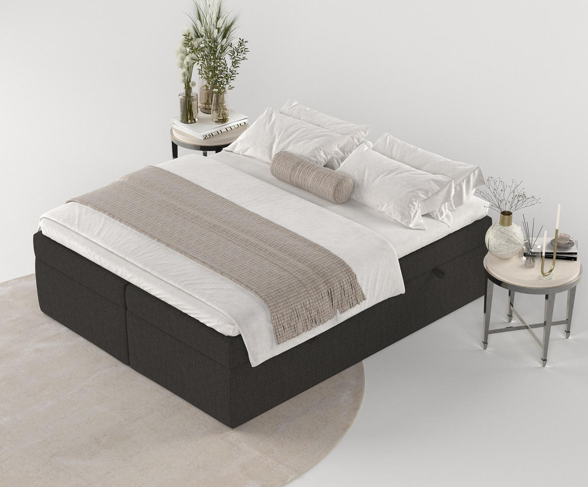 BOXBETT Lennon Schwarz 140/200 cm im Webstoff - Schwarz, Holz/Holzwerkstoff (140/200cm) - Maison de Reve