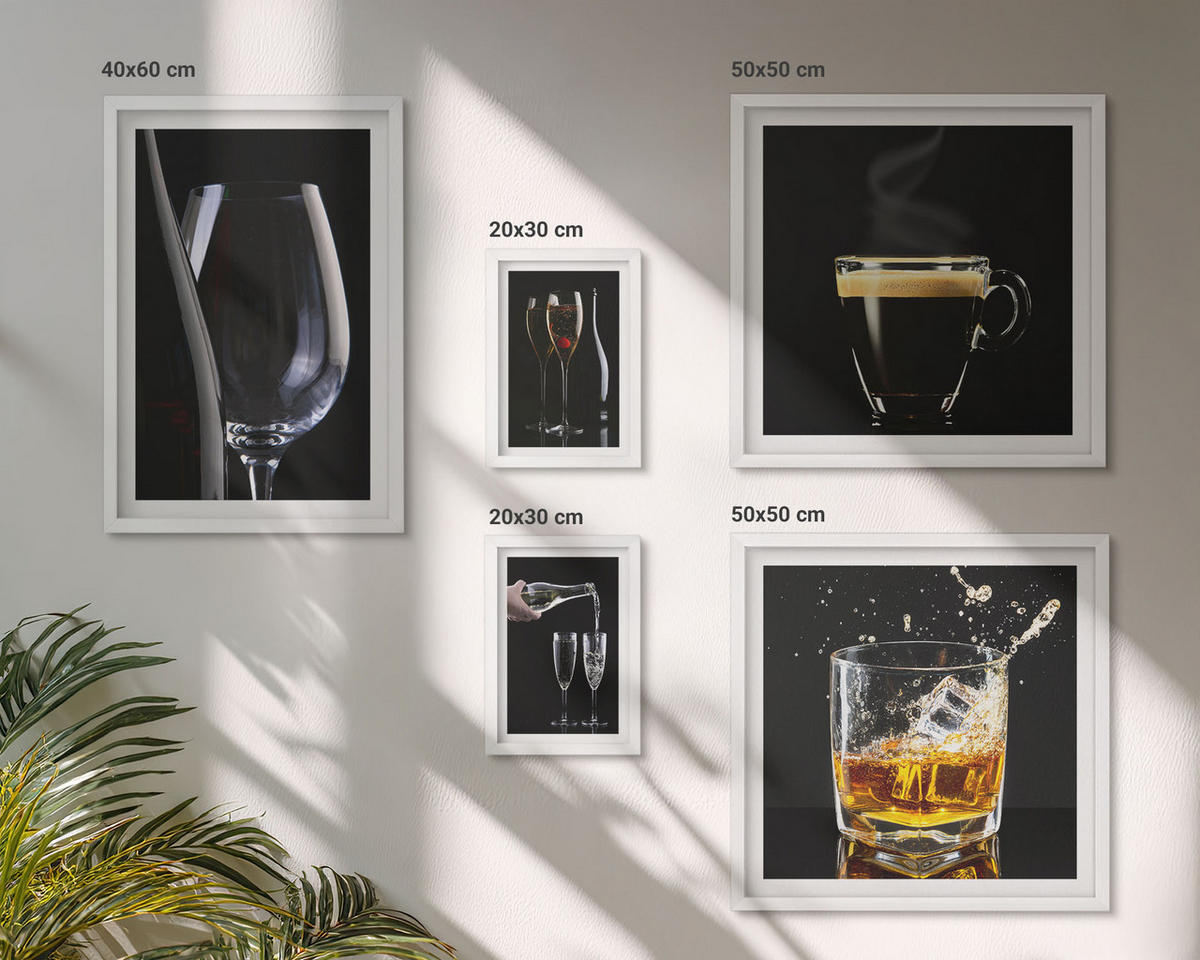 BILDER SET 5er Set - 50x50 cm & 20x30 cm & 40x60 cm Weißer Rahmen - Löwenzahn-Kalk-Kücheninschriften - Weiß, Kunststoff (40/60cm) - TULUP