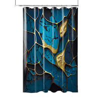 DUSCHVORHANG Marmor Cobalt 180 x 200 cm - Blau, Textil (180/200cm) - Sanilo