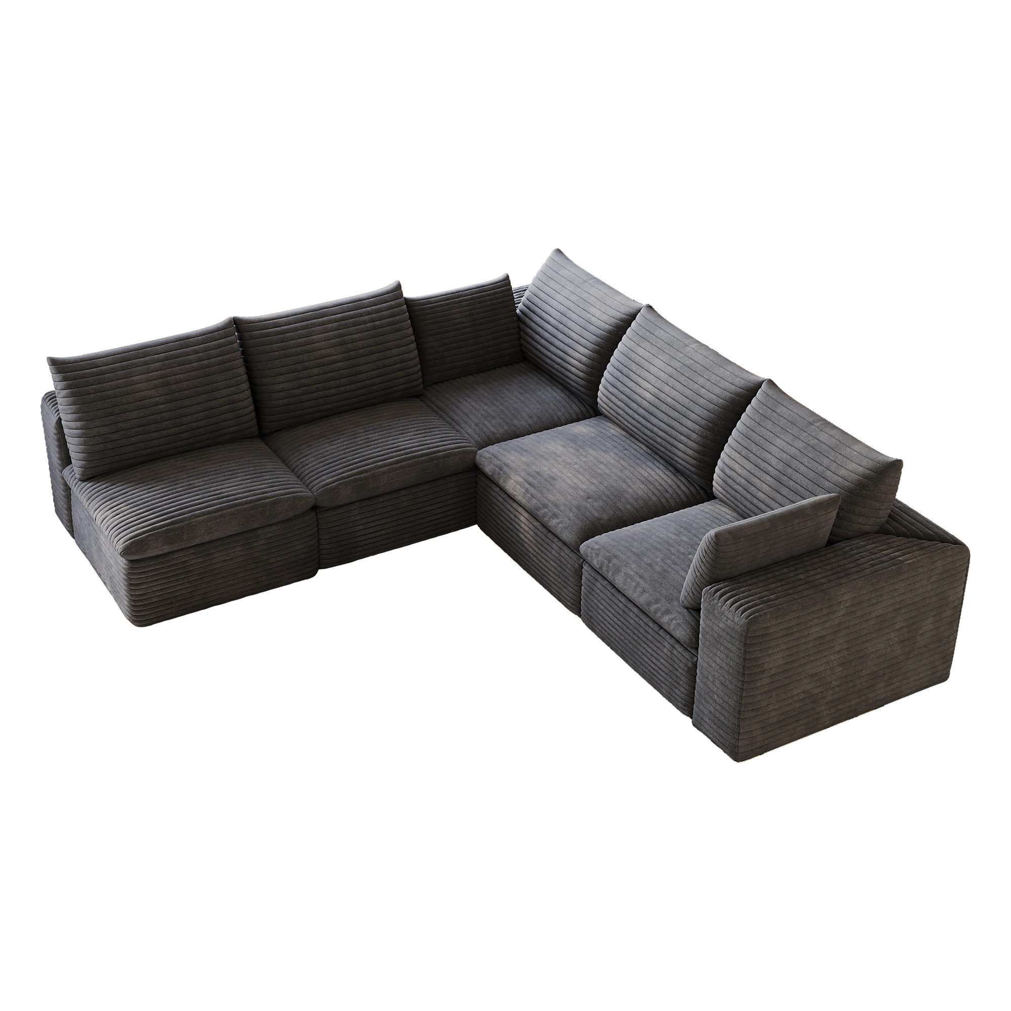 ECKSOFA DE-34773 5-Sitzer mit abnehmbare Polsterung Dunkelgrau - Dunkelgrau, Textil (250/260cm) - ComfortXL
