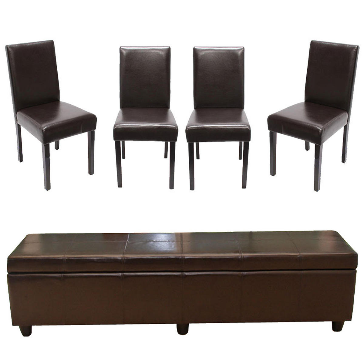 GARNITUR XXL Braun 5-teilig-Set - Braun, Leder (48/90/56cm) - MCW