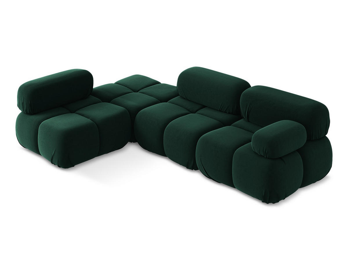 ECKSOFA Links Samt Stoff Grün - Blau/Dunkelgrün, Kunststoff/Textil (190/285cm) - Makamii