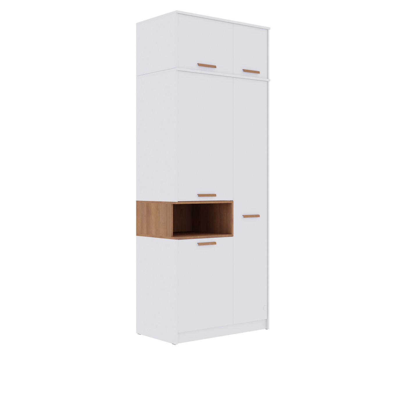 DREHTÜRENSCHRANK KLEIDERSCHRANK MIT AUFSATZ GRANT G1/18B WEIß 88/235/54 - Weiß, Holzwerkstoff (88/235/54cm) - Marmex Möbel