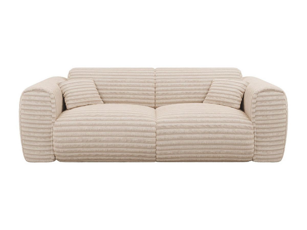 SOFA 3-Sitzer mit Matratze - grob gerippter Cord - Beige - POGNIA - Beige, Textil (216/73/100cm) - Vente-Unique