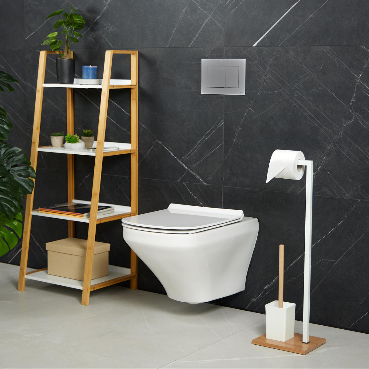 WC-GARNITUR - Weiß, Holz/Kunststoff (22/70.5/18cm) - Relaxdays