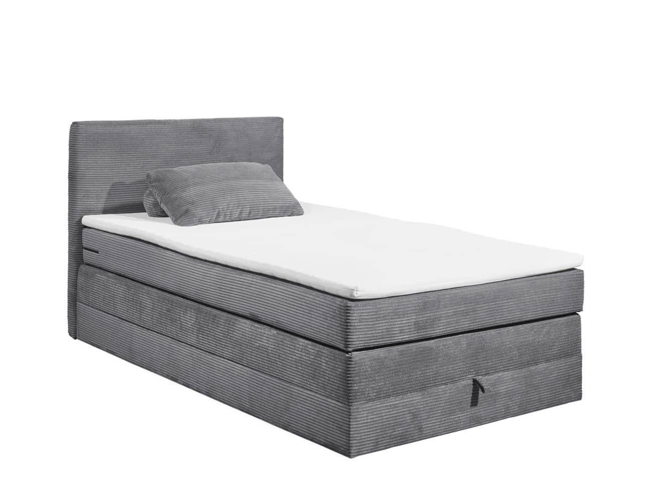 BOXSPRINGBETT 120/140x200 – Bettkasten, 7‑Zonen‑Tonnentaschenfederkern & Komfort‑T25‑Topper - Beige/Anthrazit, Holz/Holzwerkstoff (120/200cm) - ed exciting design