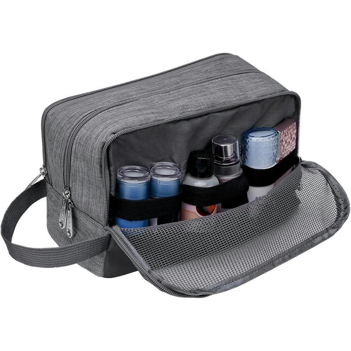 KULTURBEUTEL Denim Grau 24 x 15 x 12 cm - Grau, Textil (5/2/5cm)