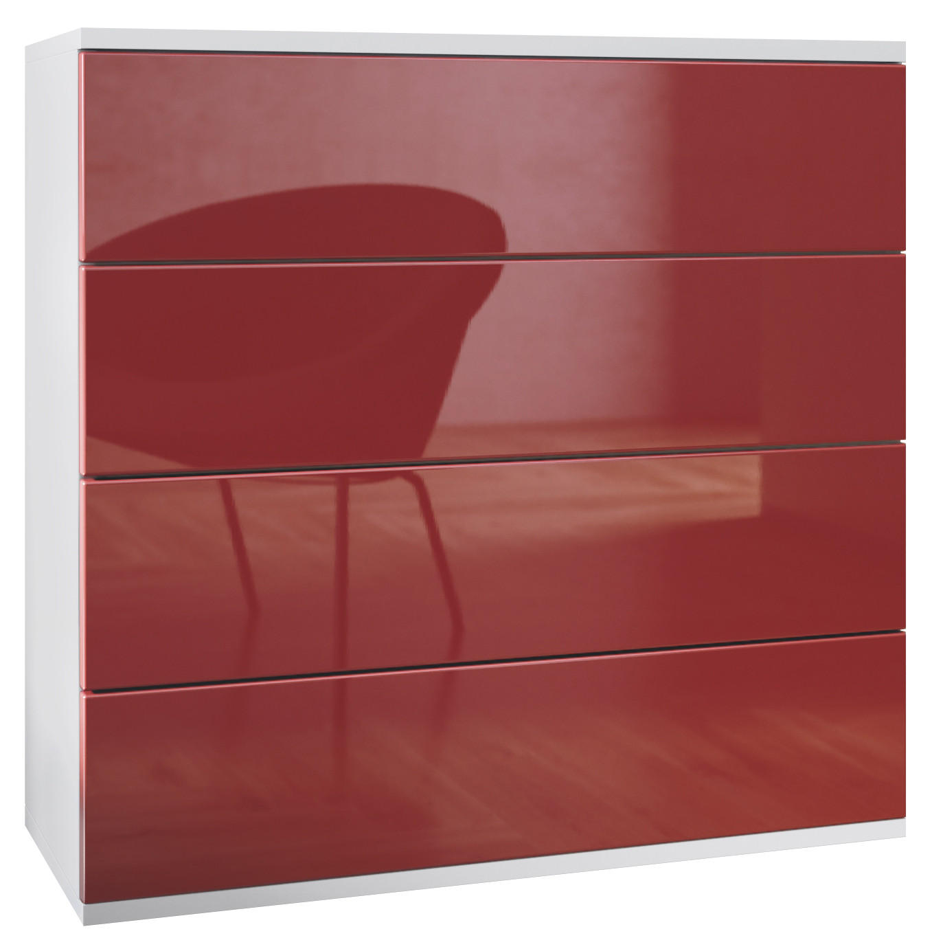 KOMMODE Pavos Bordeaux Hochglanz - Bordeaux, Holzwerkstoff (76/76/35cm) - Vladon