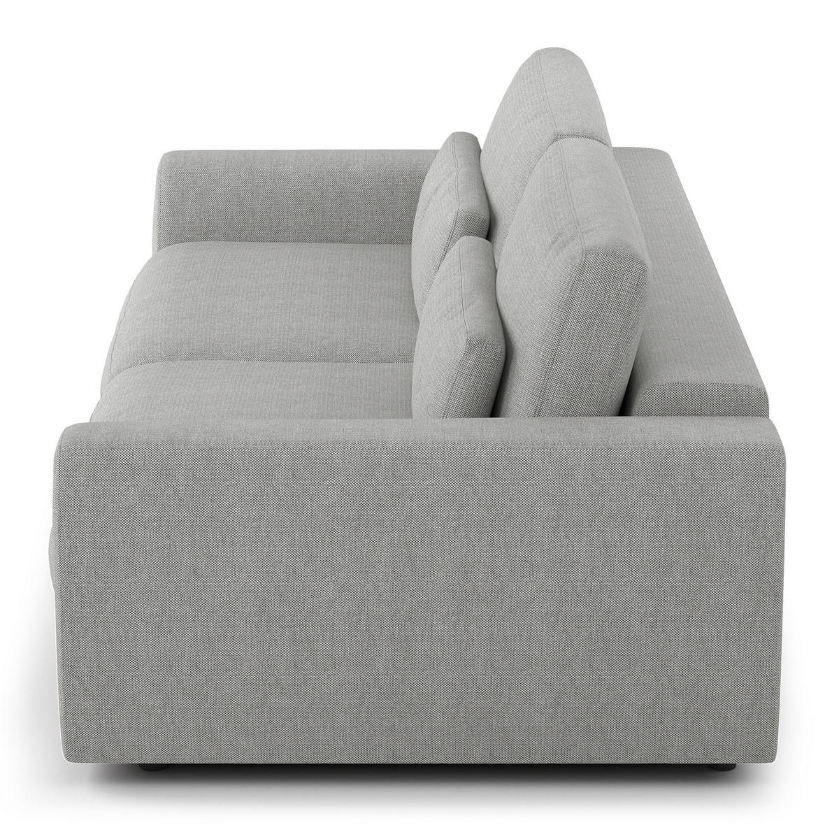 3-SITZER SOFA - Hellgrau/Schwarz, Kunststoff/Textil (252/80/117cm) - home24