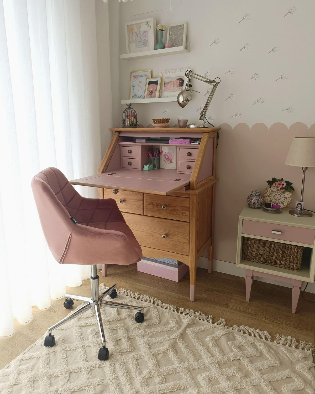 BÜROSTUHL Samtstoff Rosa Labelle - Pink, Textil/Metall (62/83/62cm) - Beliani