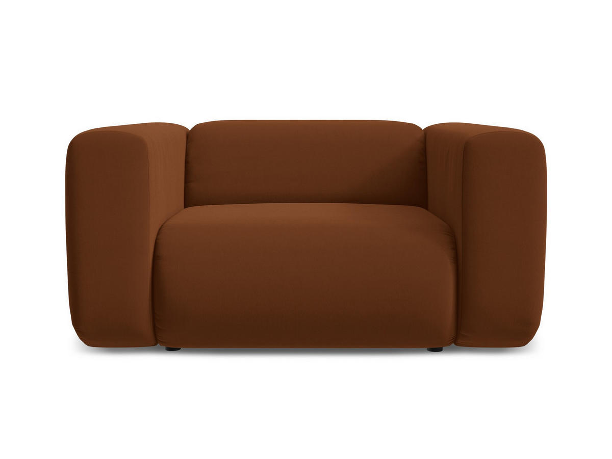 SESSEL Samt Stoff Orange - Terracotta/Schwarz, Kunststoff/Textil (137/70/89cm) - Makamii