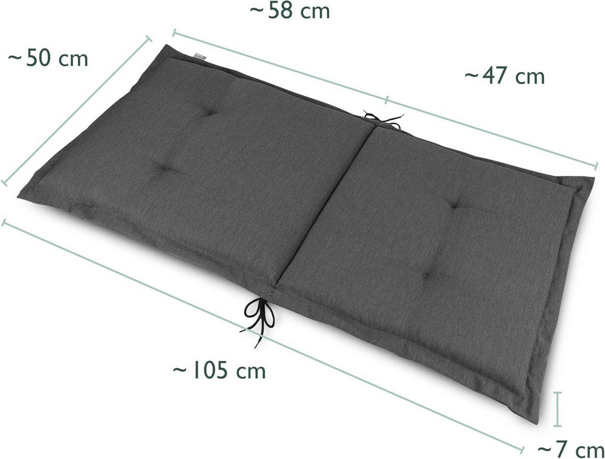 NIEDERLEHNERAUFLAGE Highlux HL 105x50x7cm Anthrazit (6tlg) - Anthrazit, Textil (50/7/105cm) - Beautissu 
