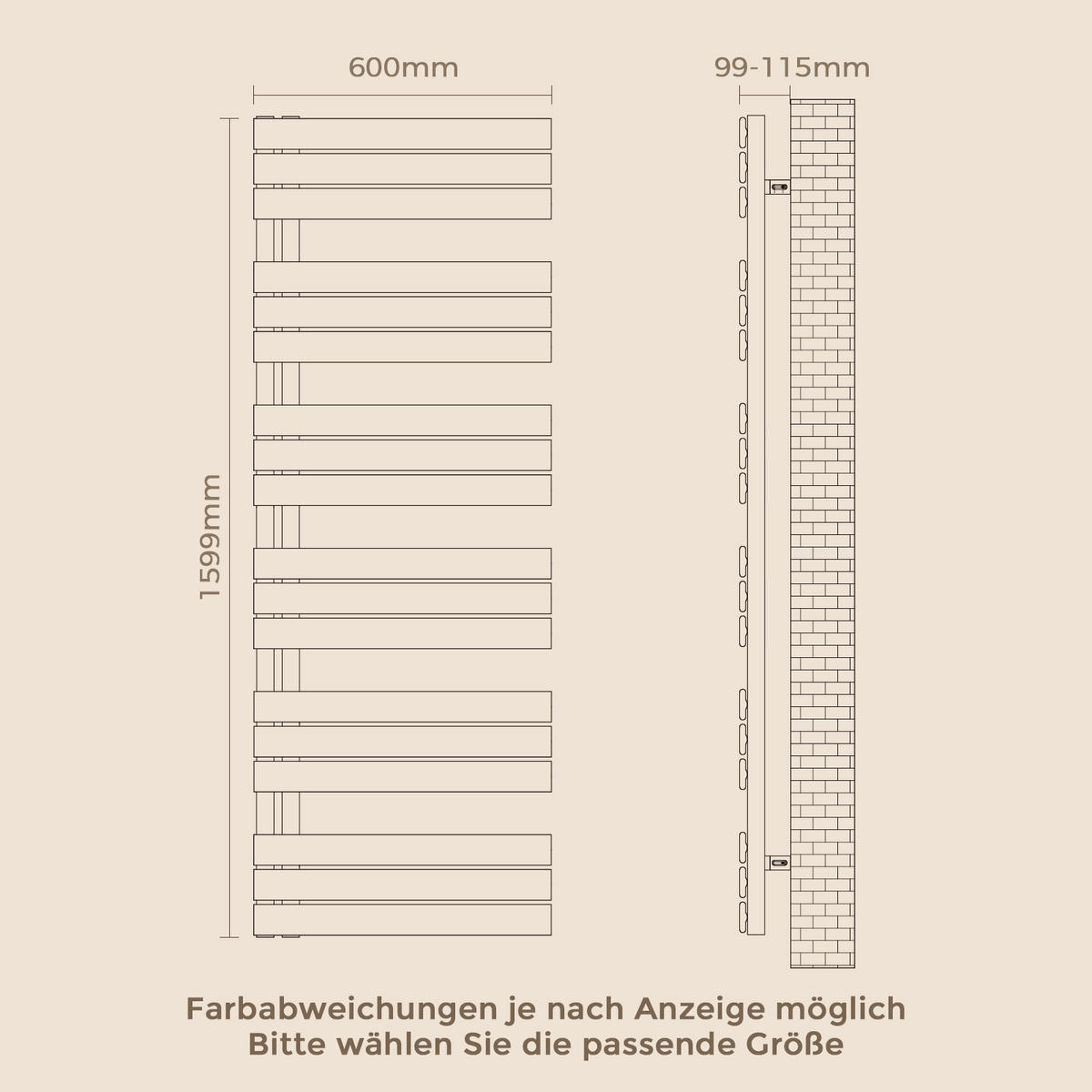 HEIZKÖRPER 159,9/60 cm Anthrazit Warmwasser aus Stahl 1005 W mit Mittelanschluss G1/2" - Anthrazit, Metall (60/159.9/5.9cm) - S'AFIELINA