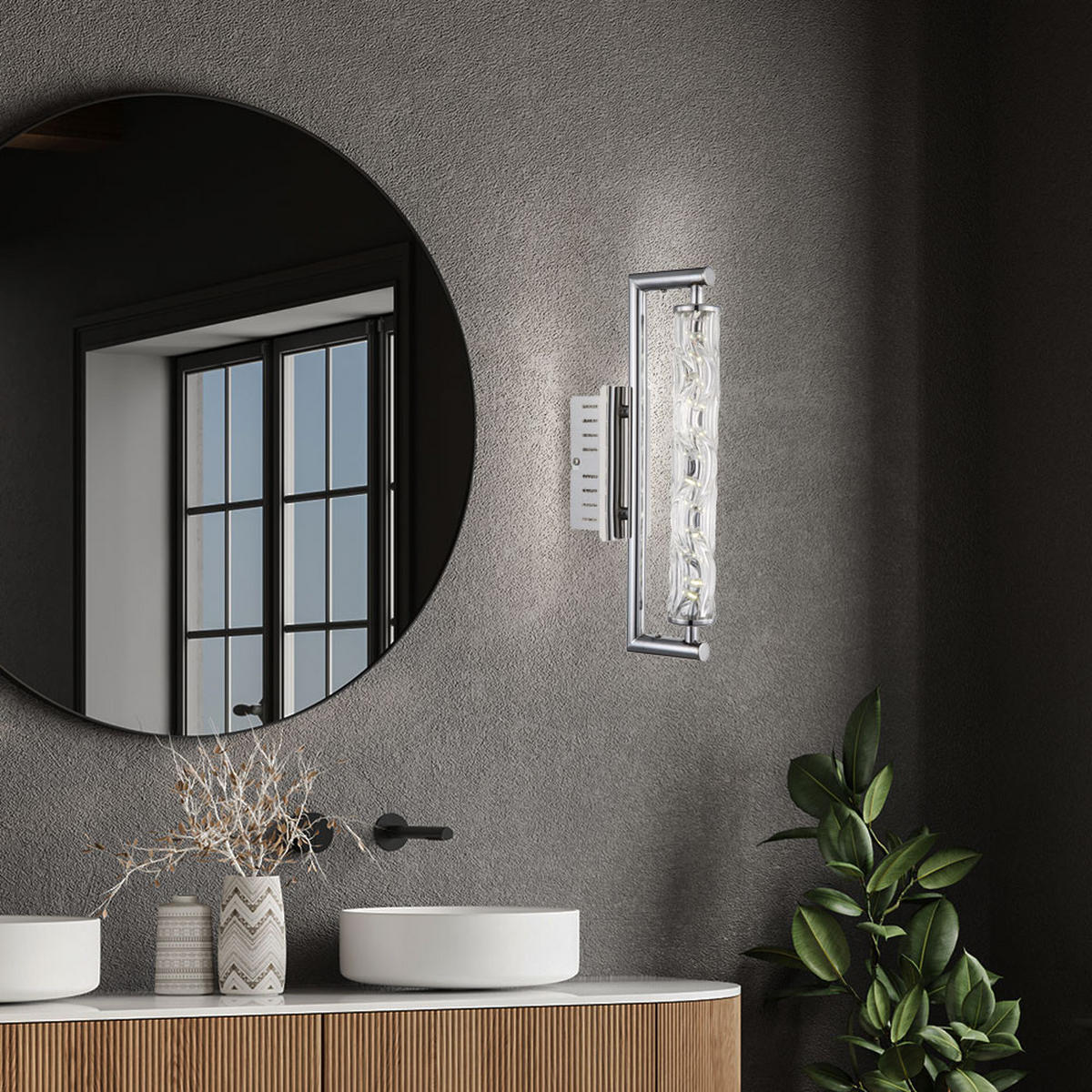 LED WANDLEUCHTE Salmo Silber Klar - Silberfarben, Glas (37/8/15.5cm) - Globo Lighting