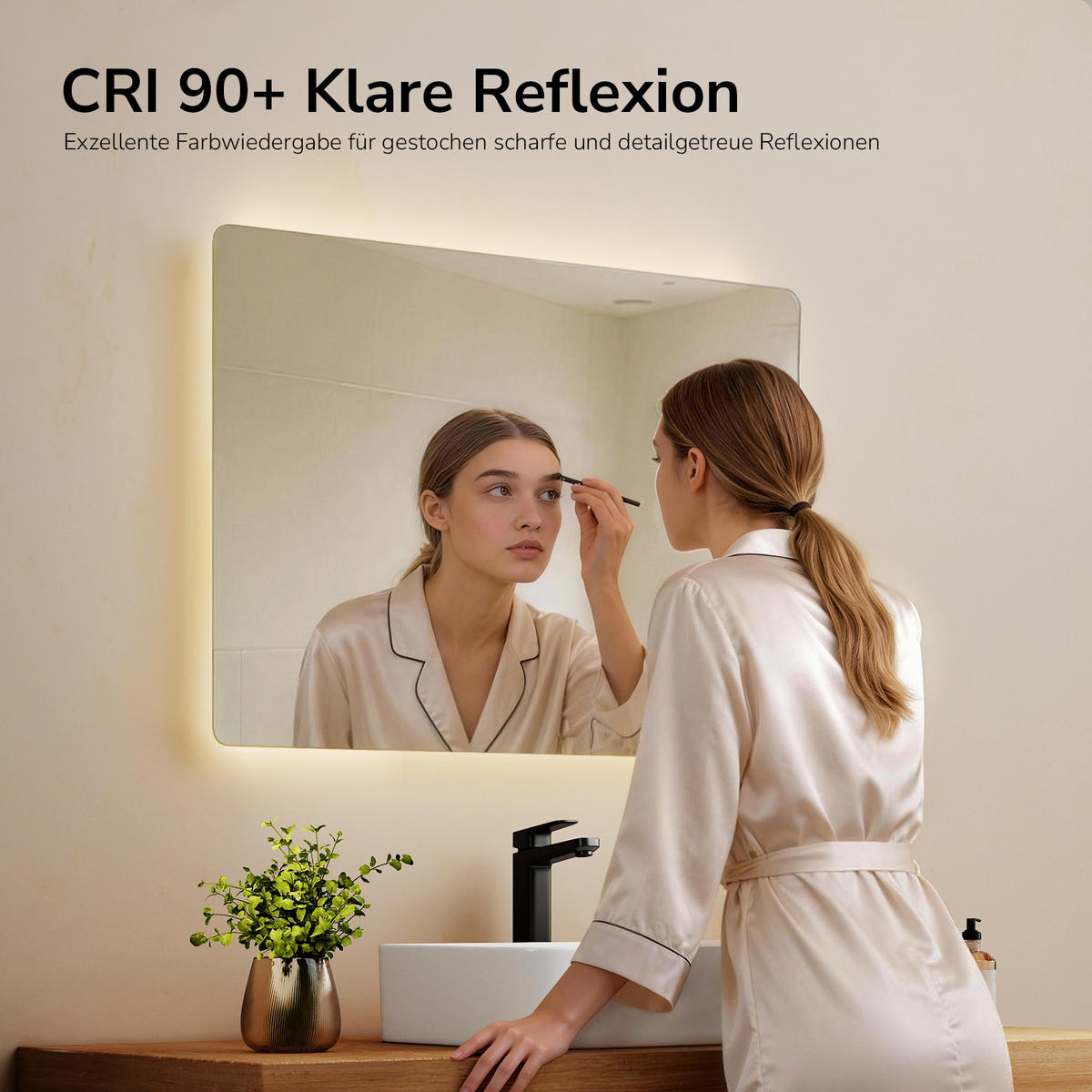 BADSPIEGEL mit Touch-Schalter Beleuchtung Rechteckig 80/60 cm - Weiß, Glas (60/3/80cm) - EMKE