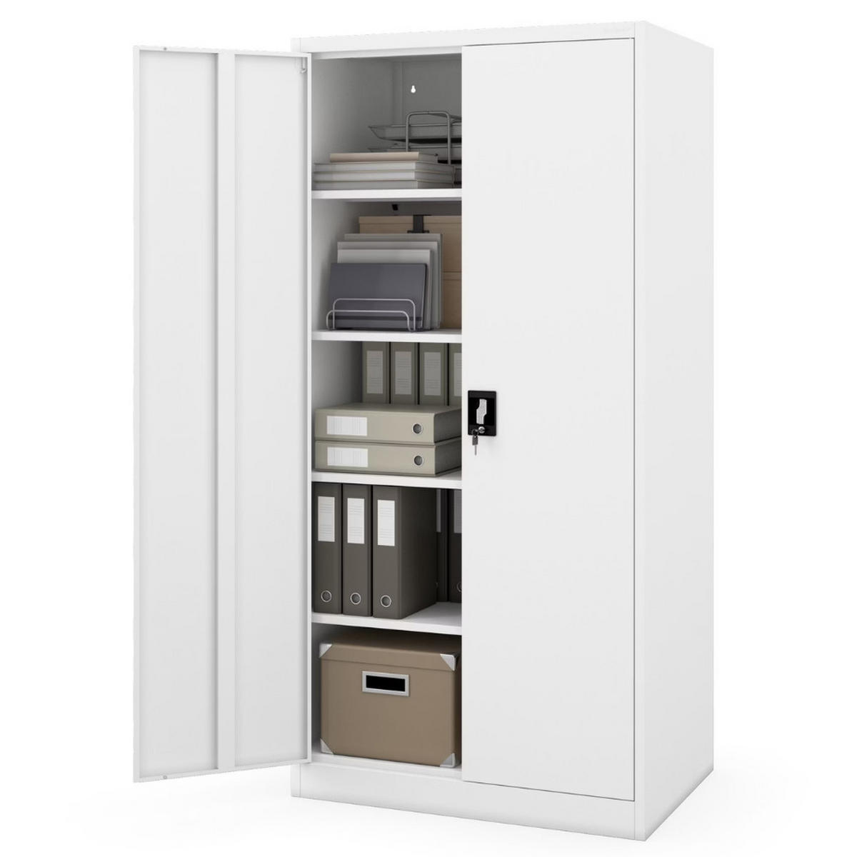 AKTENSCHRANK abschließbar KADO Flügeltüren 185x90x60cm Weiß - Weiß, Metall (90/185/60cm) - DELUKE