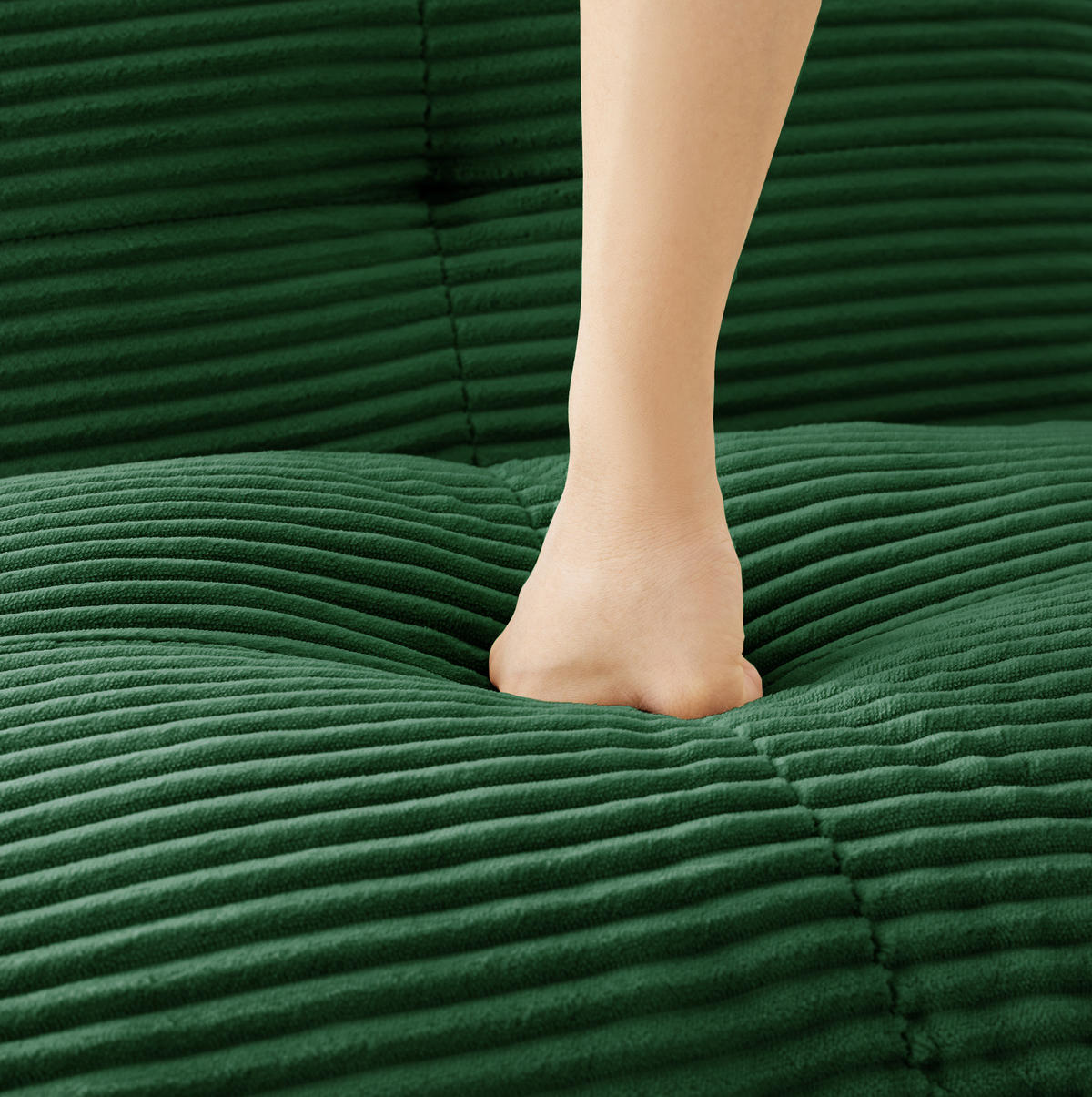ECKSOFA aus Cord in Grün mit boneless Design - Grün, Textil (177/293cm) - Modfu