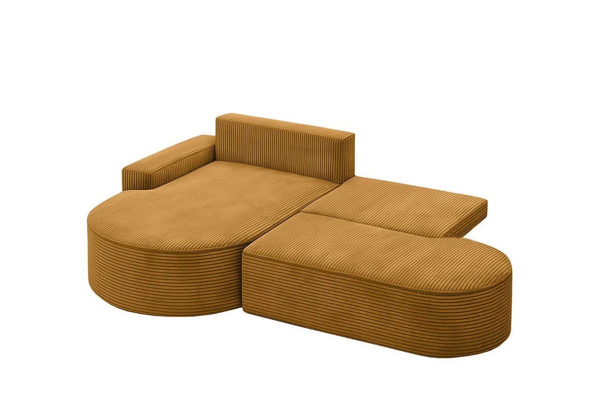 ECKSOFA mit Schlaffunktion und Bettkasten Modena Runden stoff Poso Senffarbe Links - Gelb, Holz/Textil (179/278cm) - Kaiser Möbel