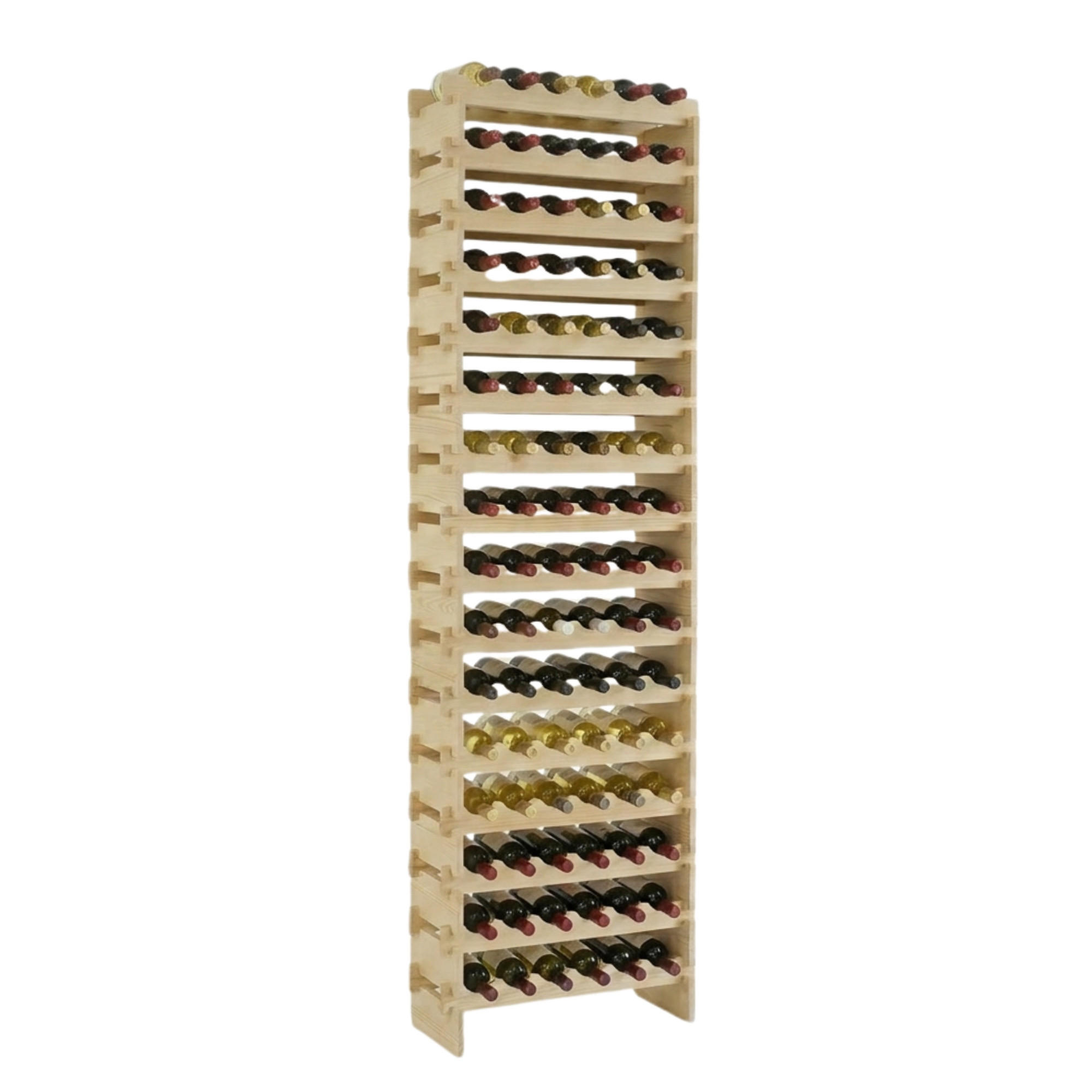 WEINREGAL NAVARRA aus Holz 219x65x28cm 96 Flaschen auf 16 Ebenen Natur unbehandelt - Naturfarben, Holz (65/219/28cm) - PROREGAL