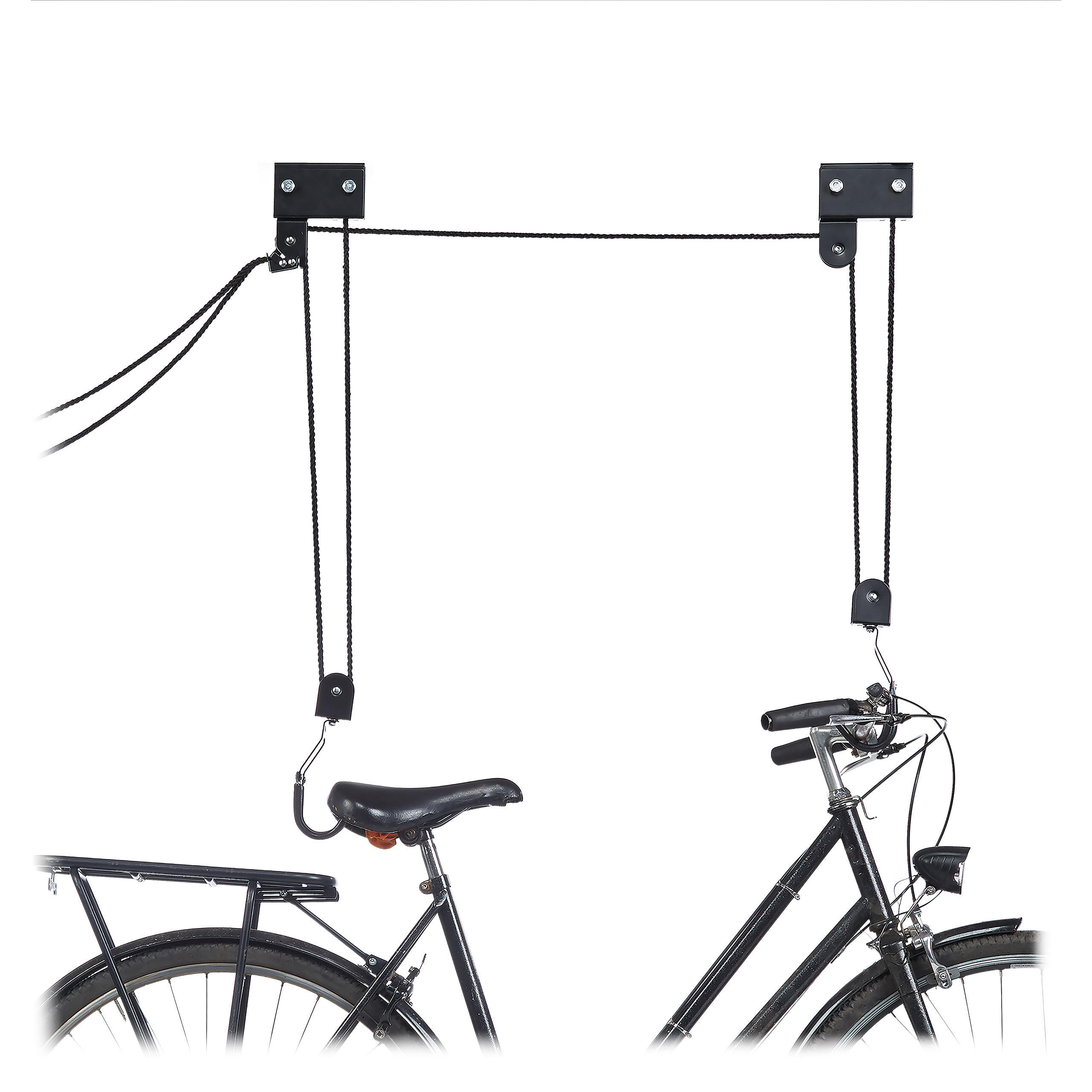 FAHRRADLIFT Schwarz Deckenmontage - Schwarz, Kunststoff/Metall (1/40/6cm) - Relaxdays