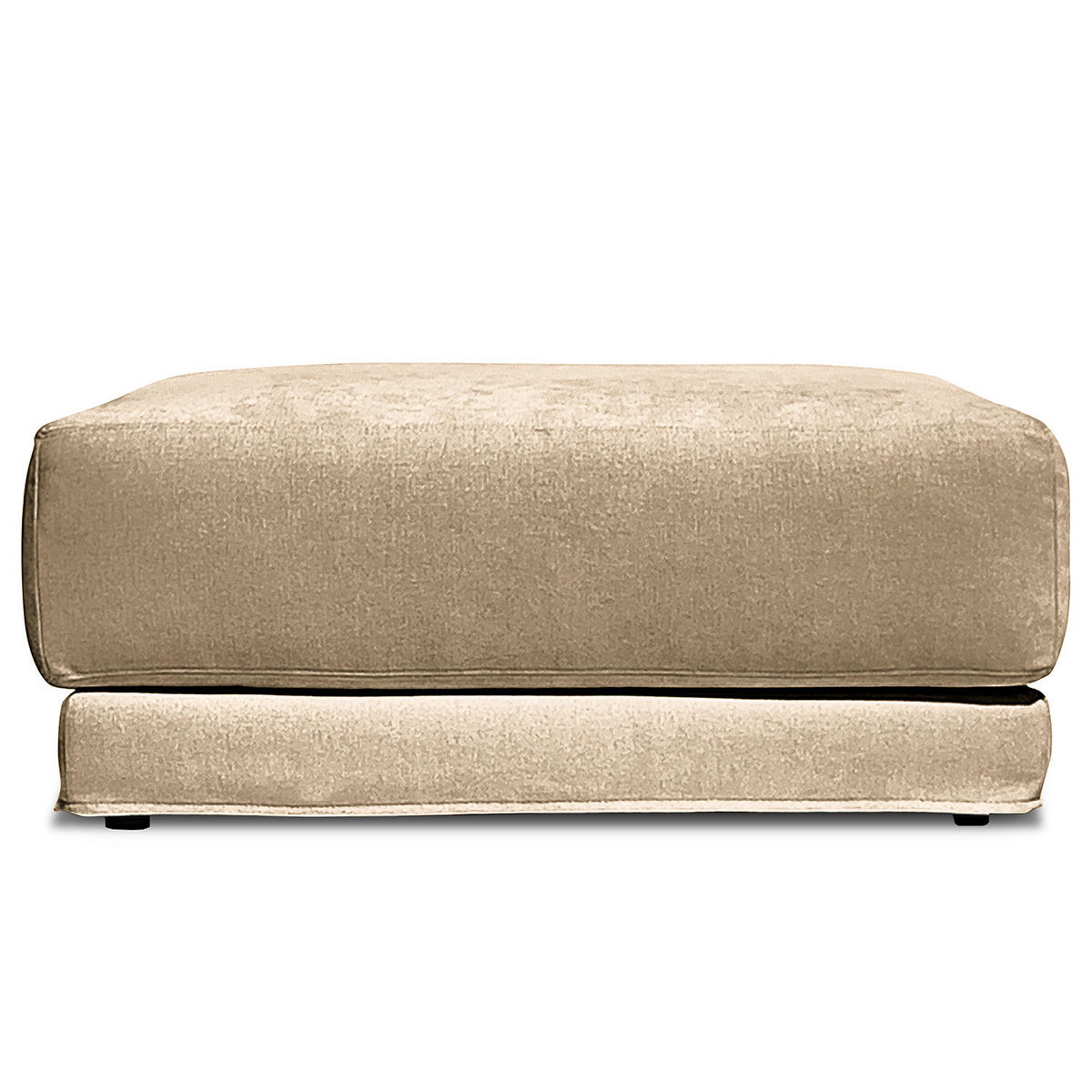 POLSTERHOCKER mit Wechselbezug - Webstoff - Beige/Schwarz, Holz/Kunststoff (92/45/92cm) - home24