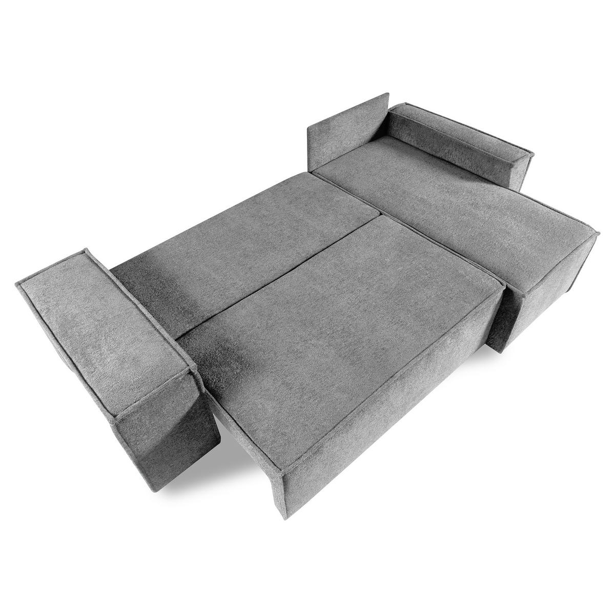 ECKSCHLAFSOFA Colby mit Schlaffunktion und zwei Hockern, universeller Ottomane, Grau - Grau, Textil (265/155cm) - Beautysofa