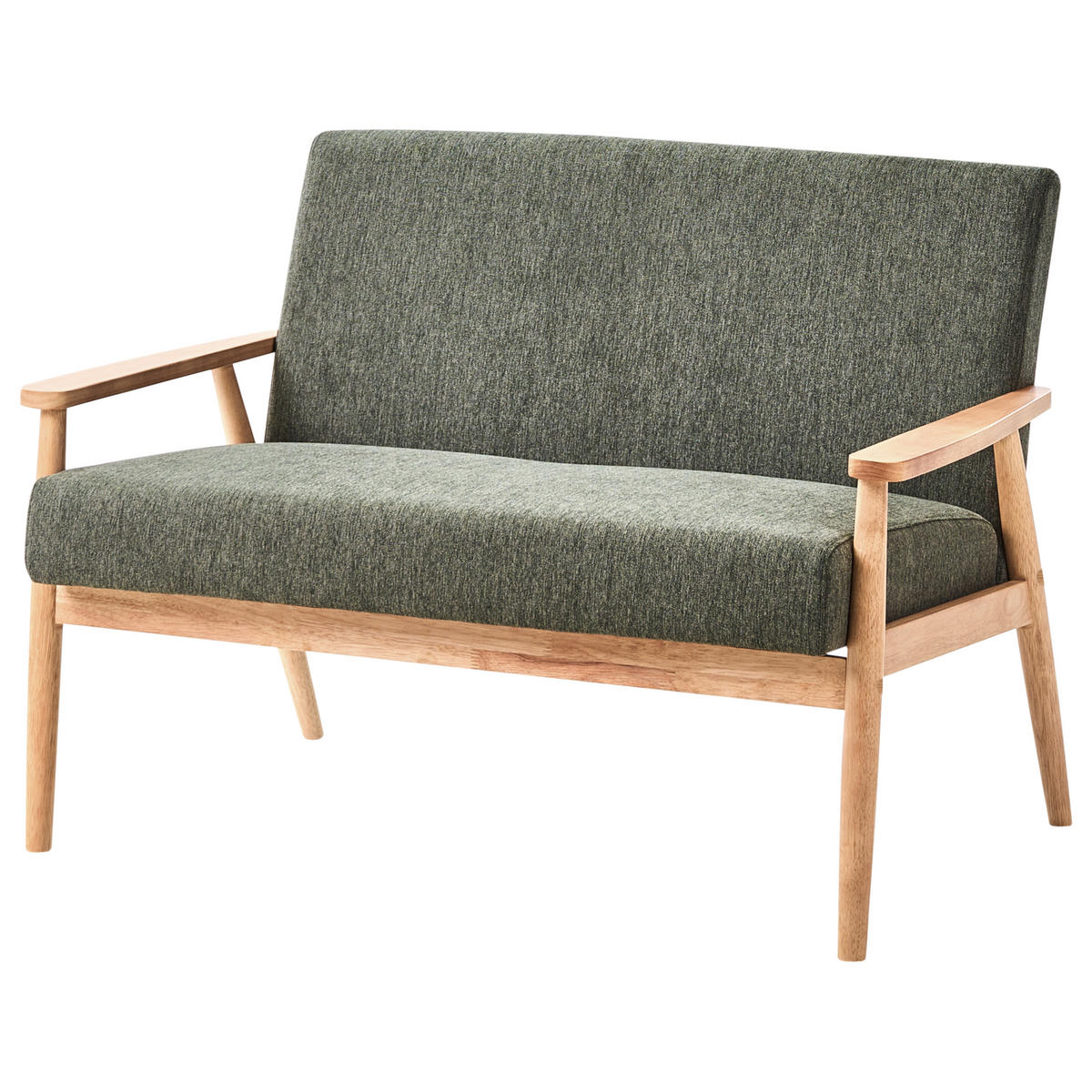 SOFA 2-Sitzer Hellbraun/Grün Esrum - Hellbraun/Grün, Holz/Textil (111/79/72cm) - Beliani