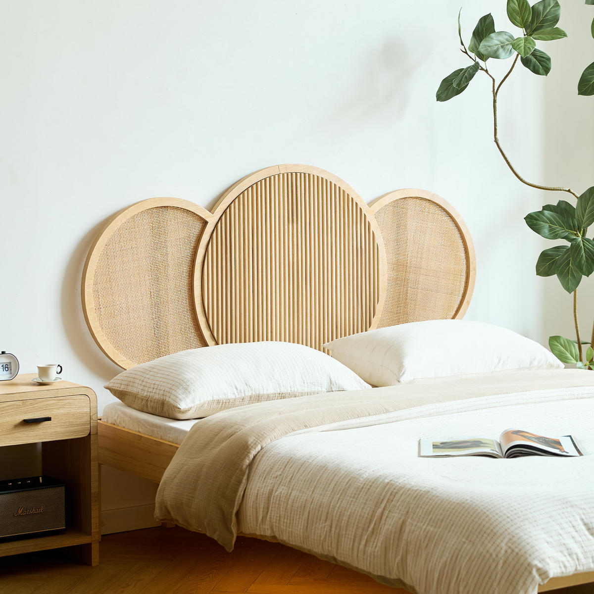 BETTKOPFTEIL Rund Braun 160 cm - Braun, Holz (160/120/3cm) - Nordlys